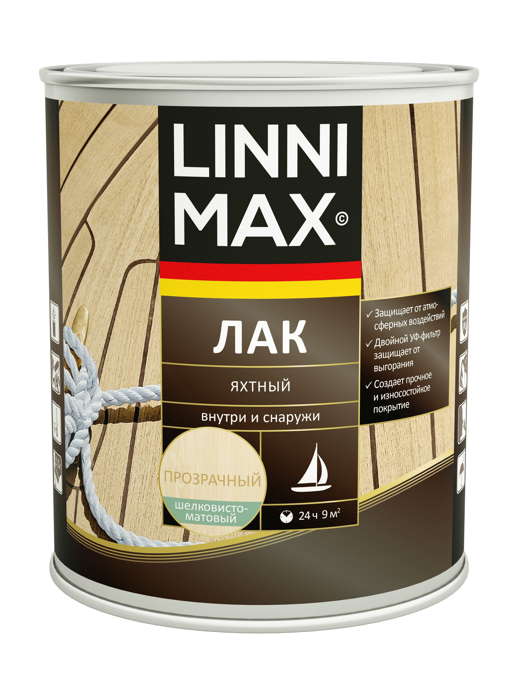 Изображение товара Лак алкидно-уретановый LINNIMAX Яхтный шелковисто-матовый 0,75 л