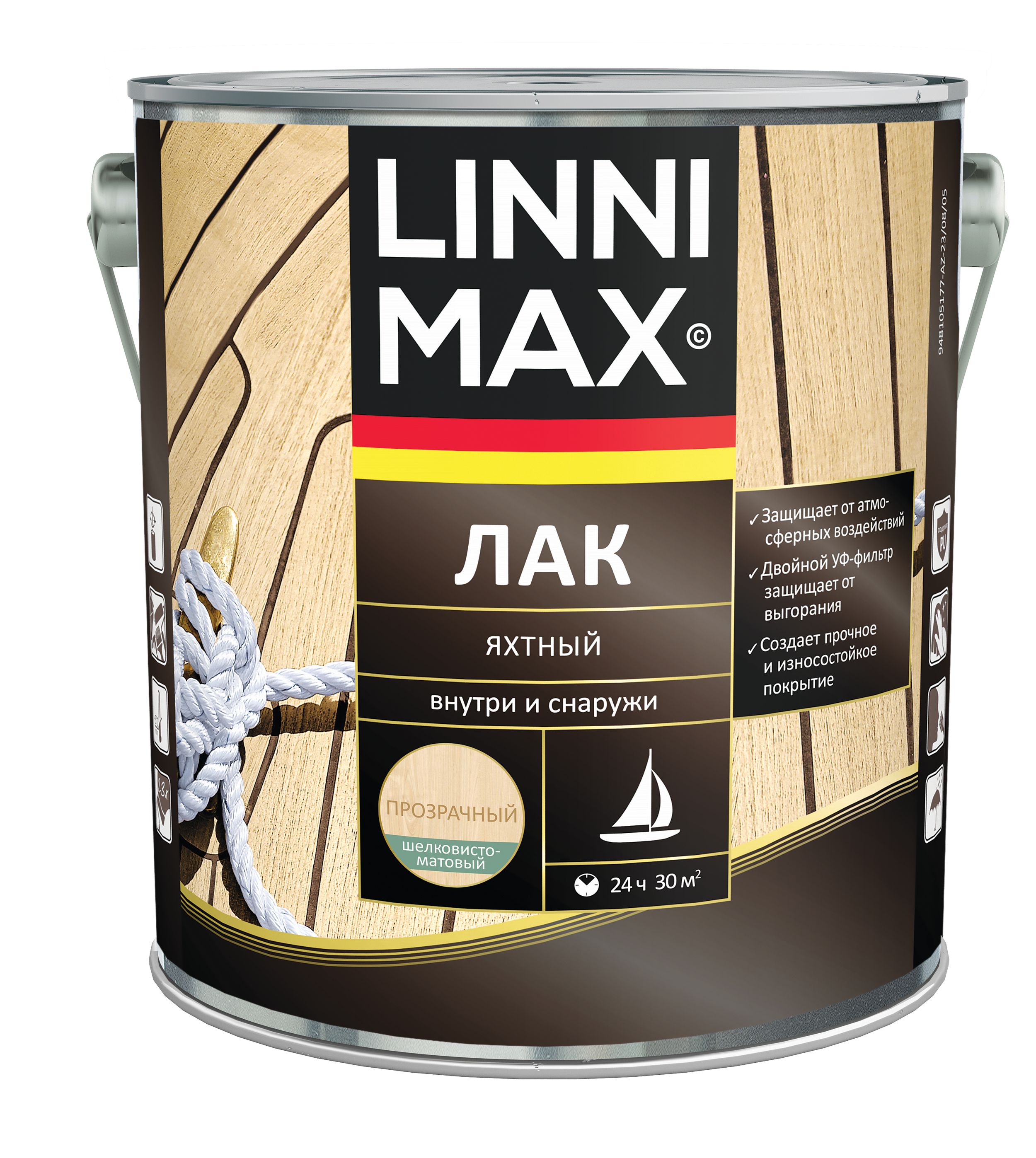 Изображение товара Лак алкидно-уретановый LINNIMAX яхтный шелковисто-матовый 2,5 л