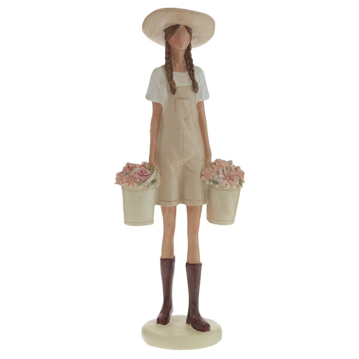 Изображение товара Декоративная фигурка девушка 25 5 см из полистоуна в бежевом цвете