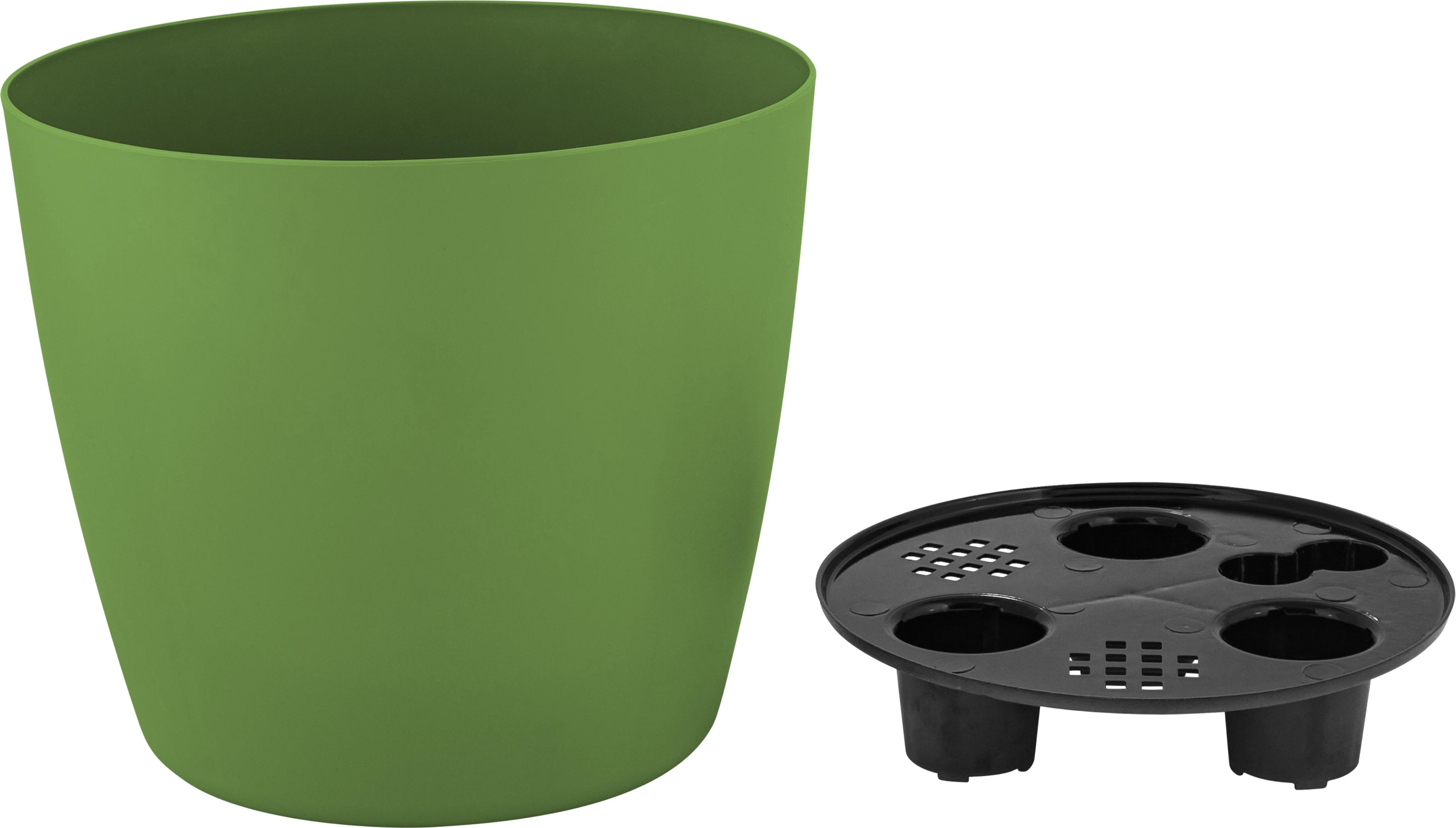 Изображение товара Горшок с дренажной вставкой InGreen Vienna D160мм 2л круглый оливковый