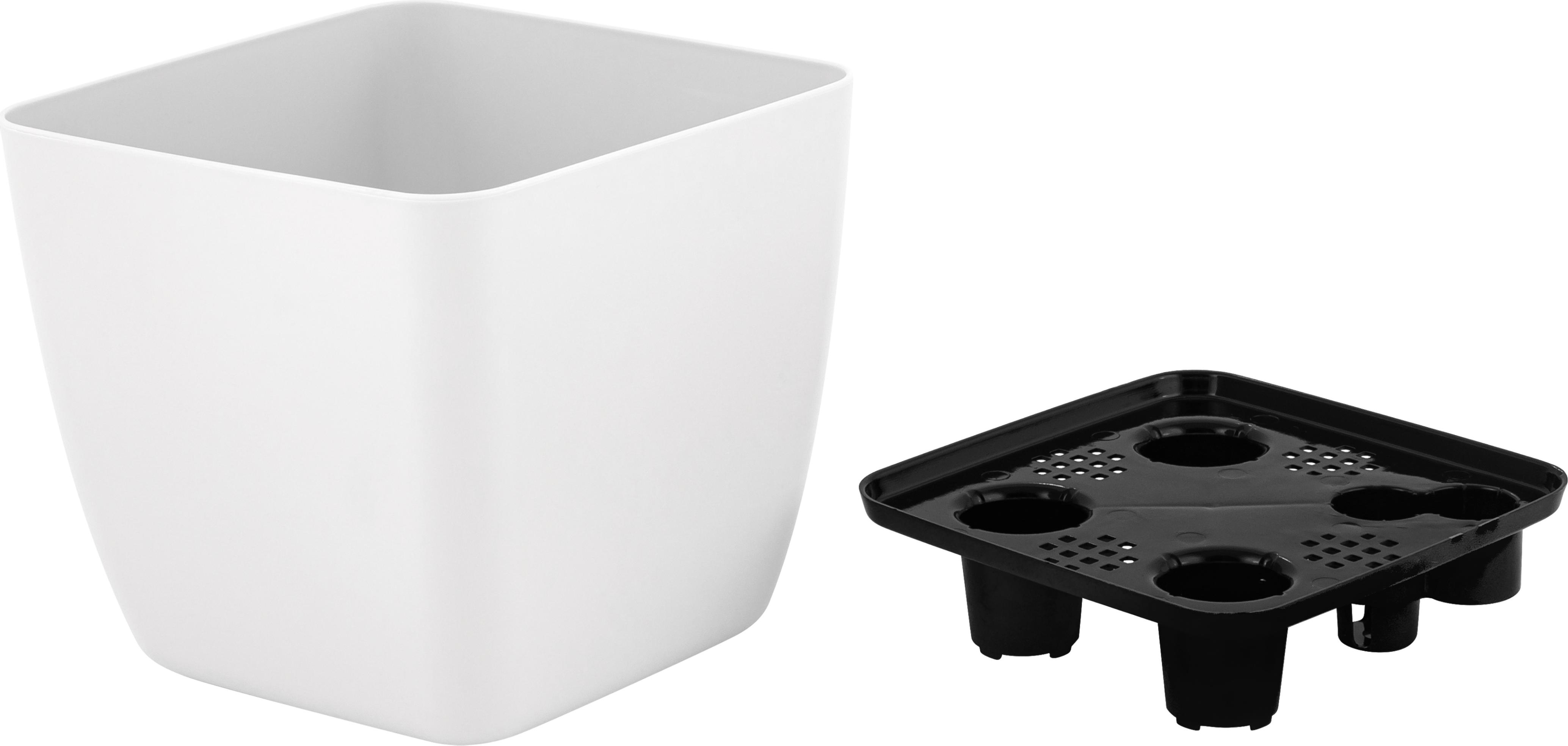 Изображение товара Горшок с дренажной вставкой InGreen Vienna, 1,5л, квадратный, белоснежный жасмин