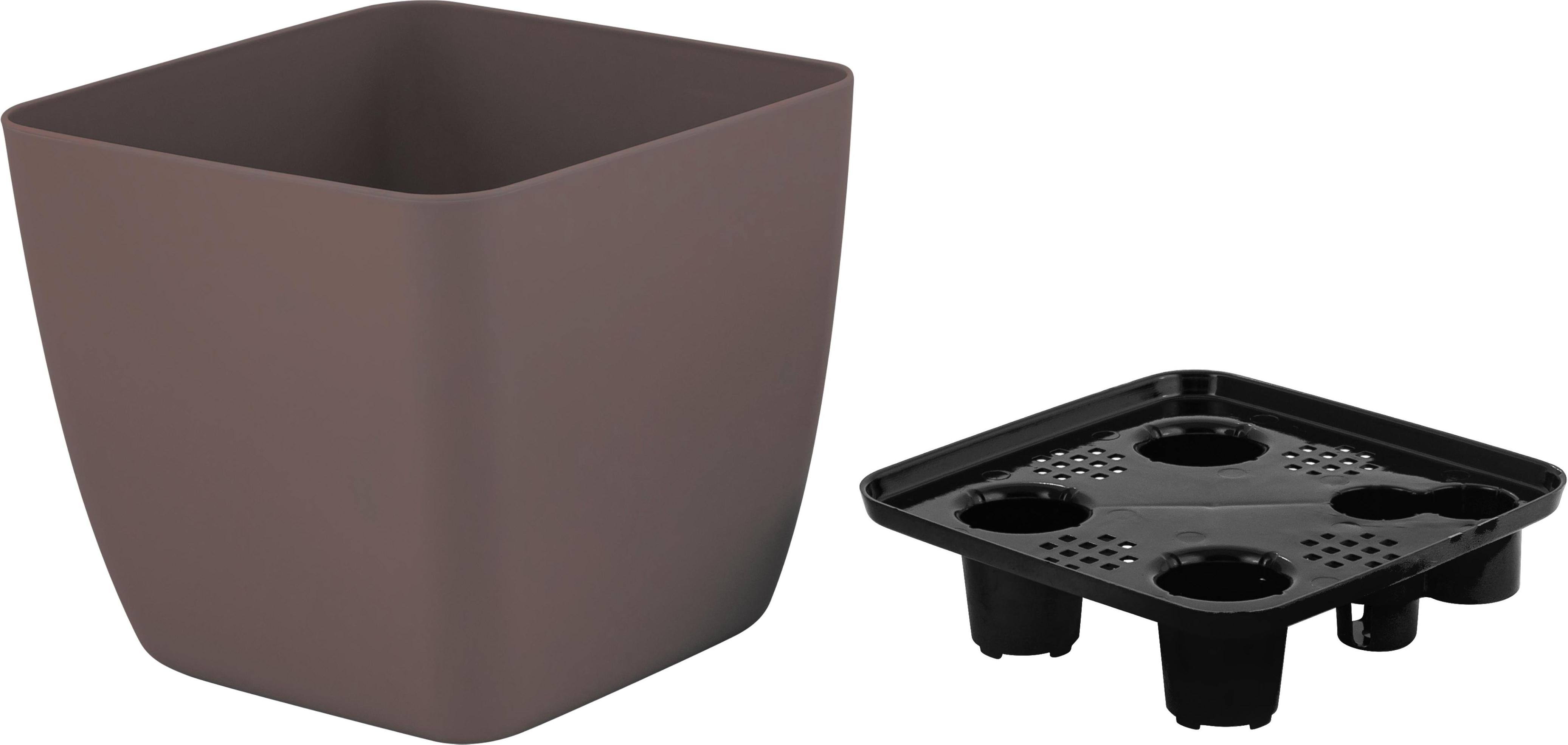 Изображение товара Горшок с дренажной вставкой InGreen Vienna 1,5л квадратный горький шоколад