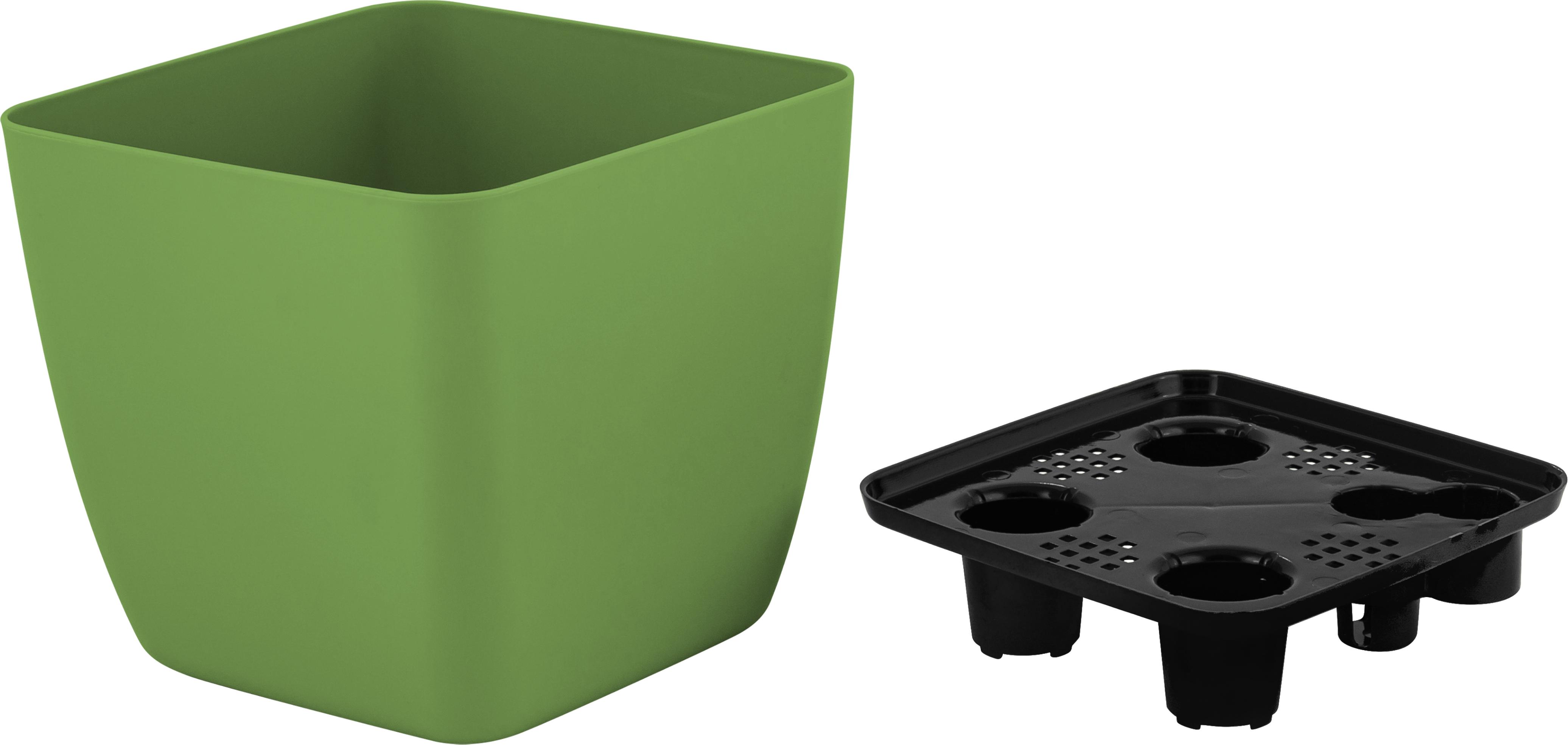 Изображение товара Горшок с дренажной вставкой InGreen Vienna 1.5л квадратный оливковый