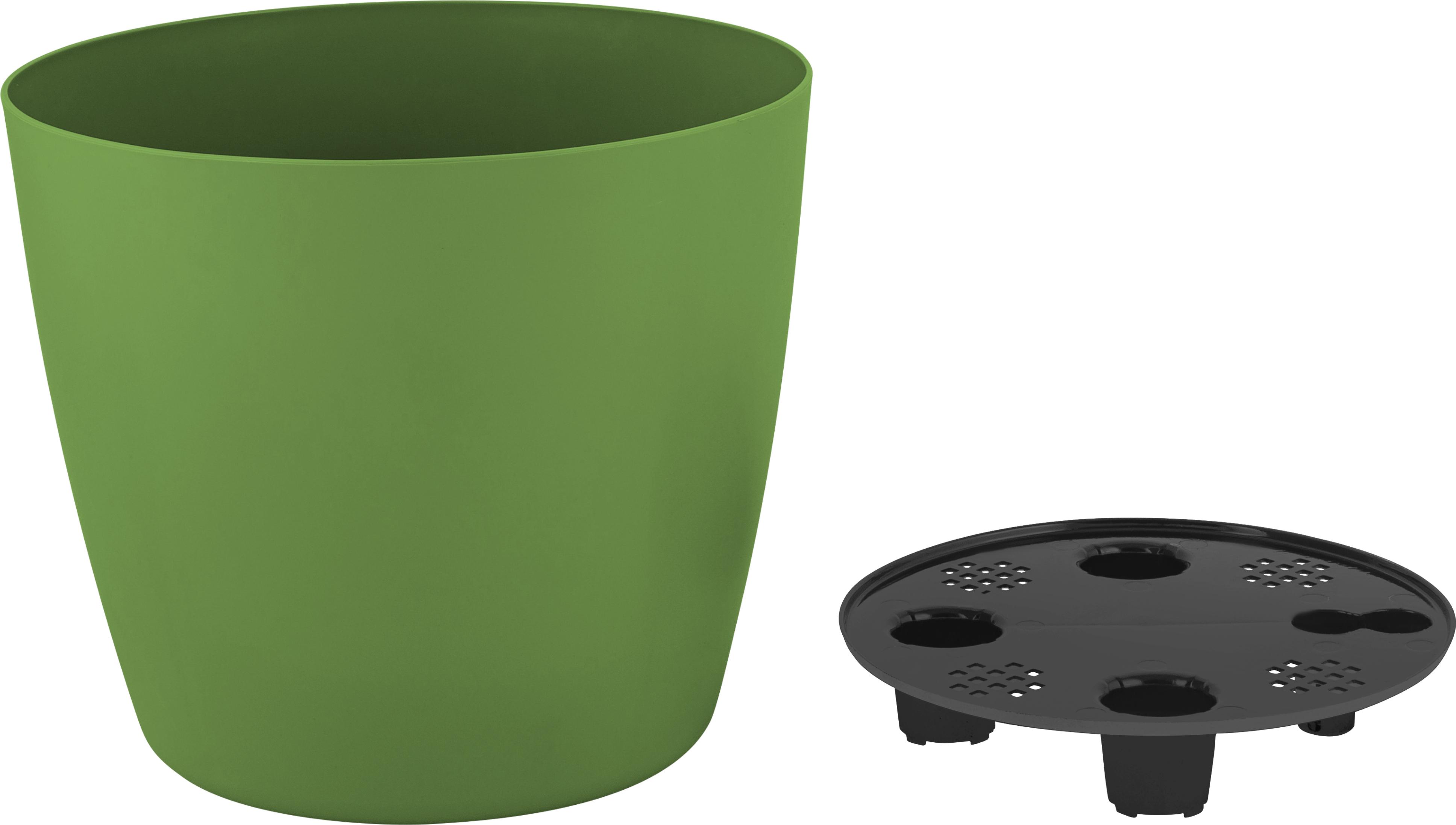 Изображение товара Горшок с дренажной вставкой InGreen Vienna D210мм, 5л, круглый, оливковый