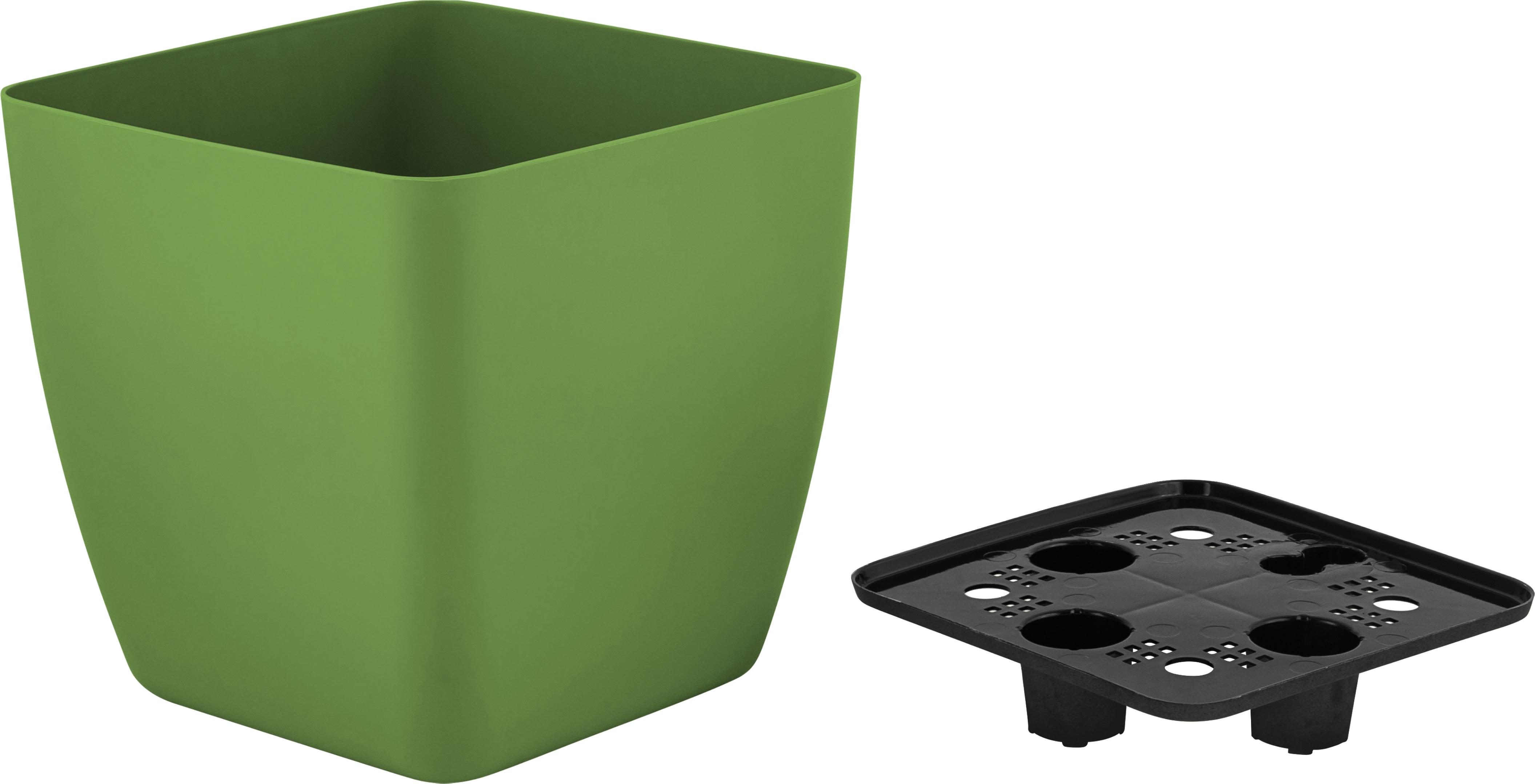 Изображение товара Горшок с дренажной вставкой InGreen Vienna 5л квадратный оливковый