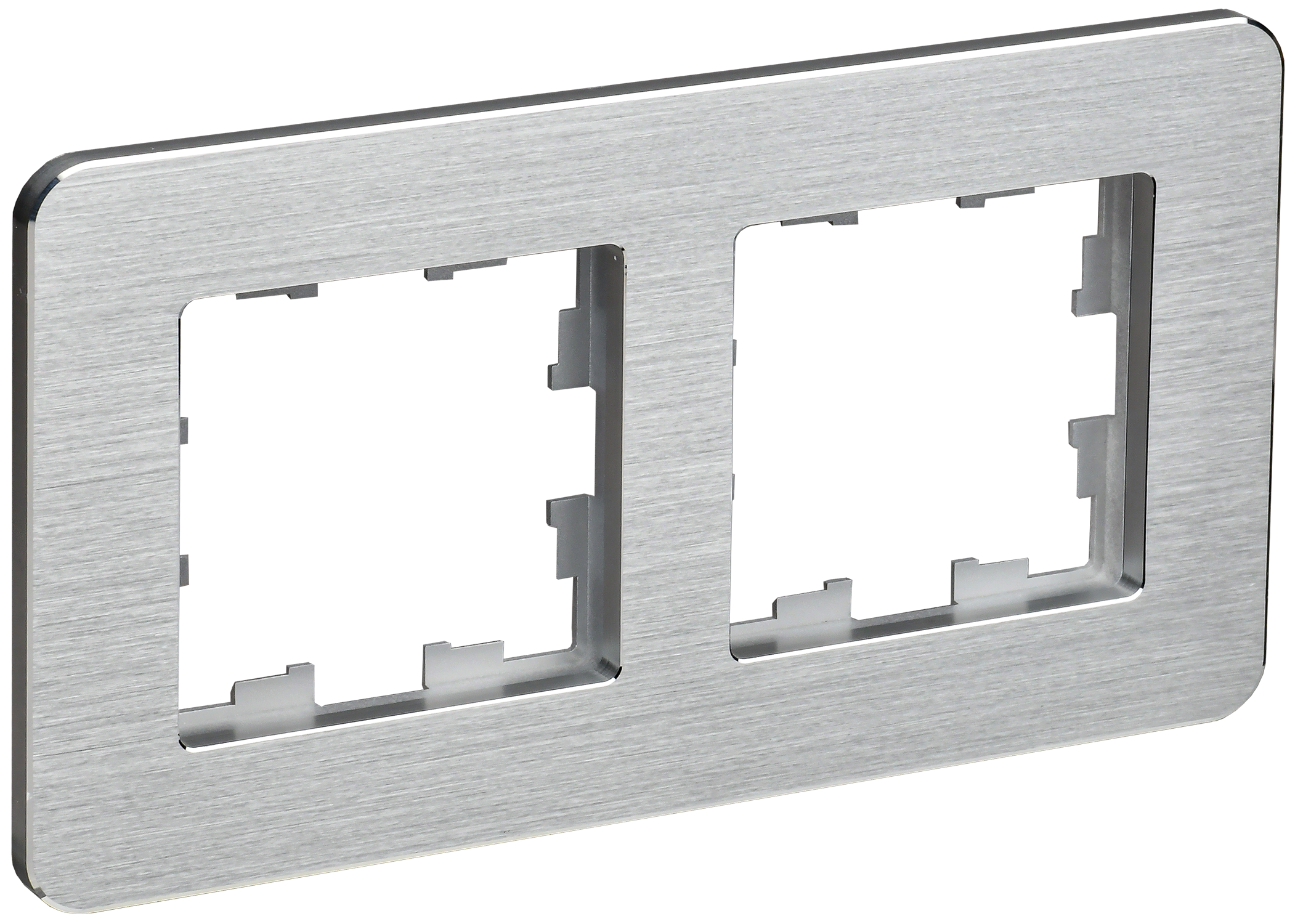 Изображение товара Рамка 2 поста IEK BRITE алюминий серебристая накладная
