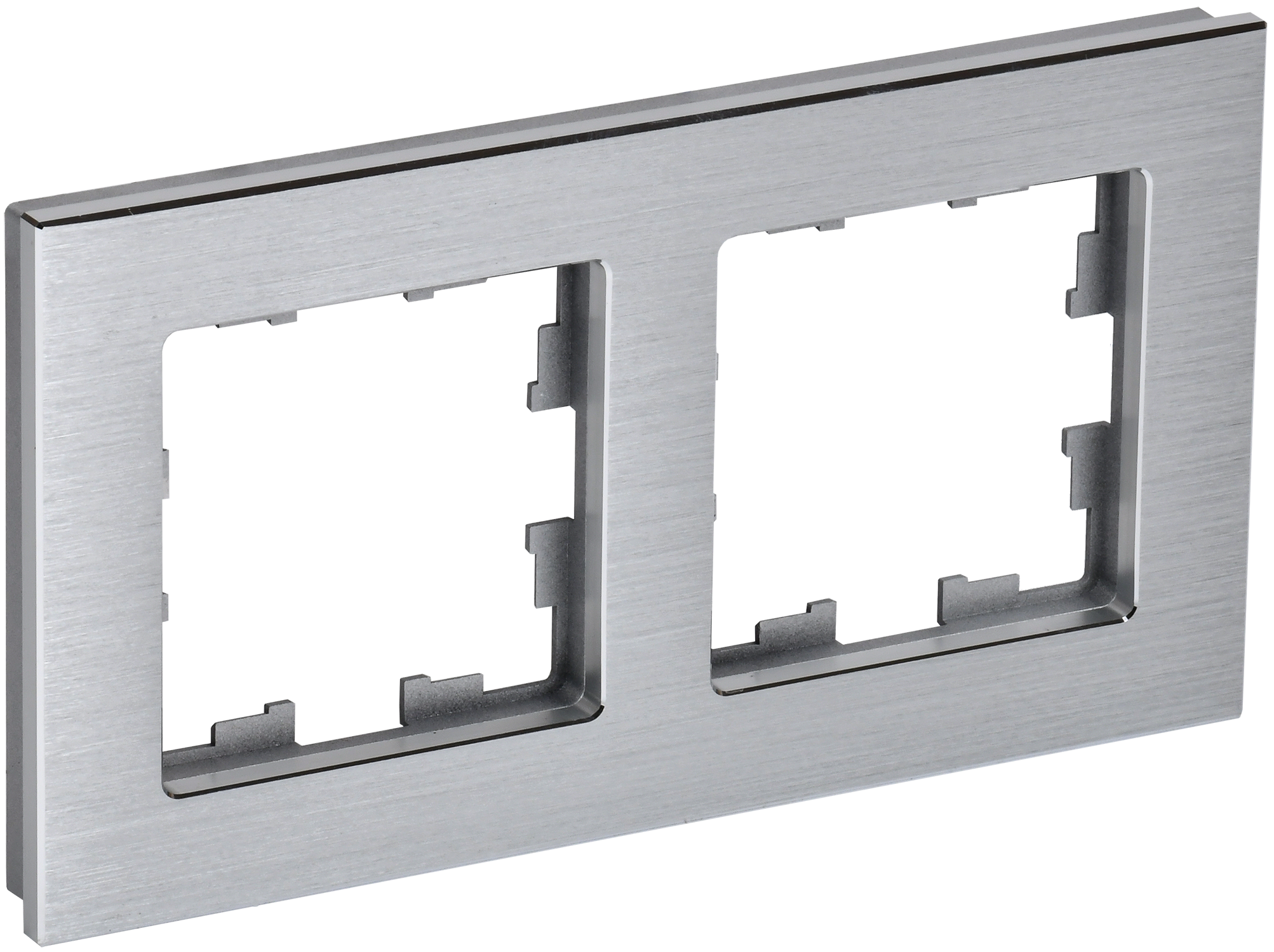 Изображение товара Рамка 2 поста IEK BRITE BR-M22-M-K47 алюминий для электросистем