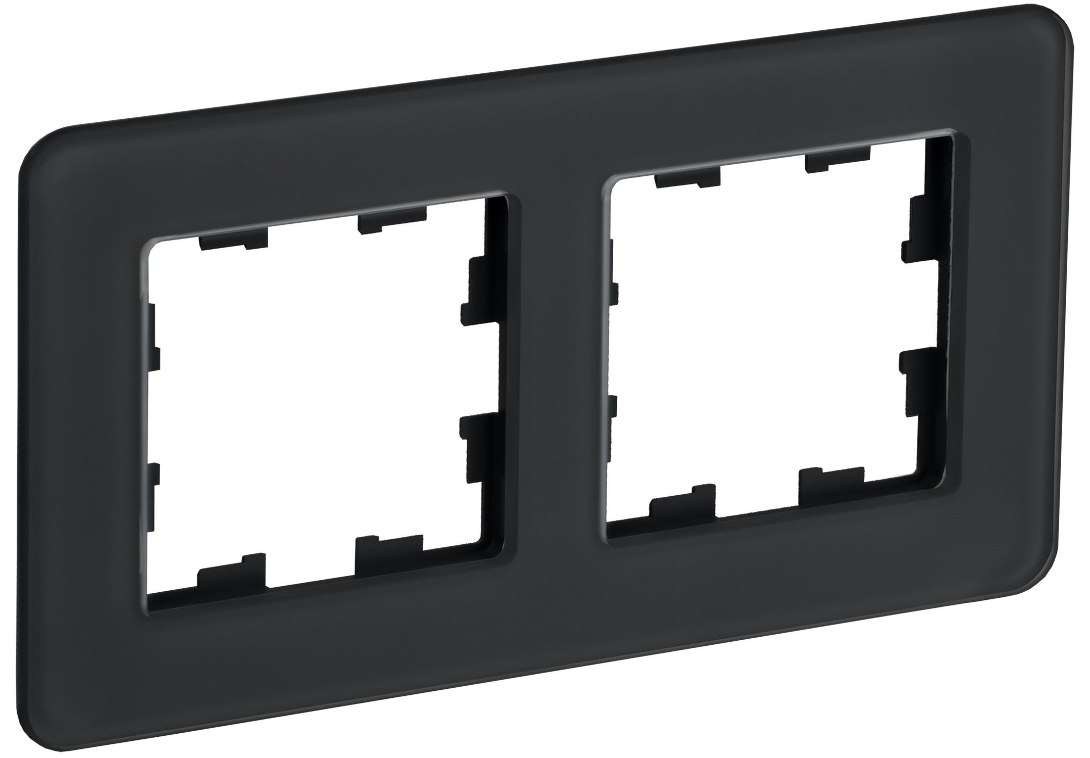 Изображение товара Рамка 2 поста IEK BRITE стекло черное для электроприборов, накладная