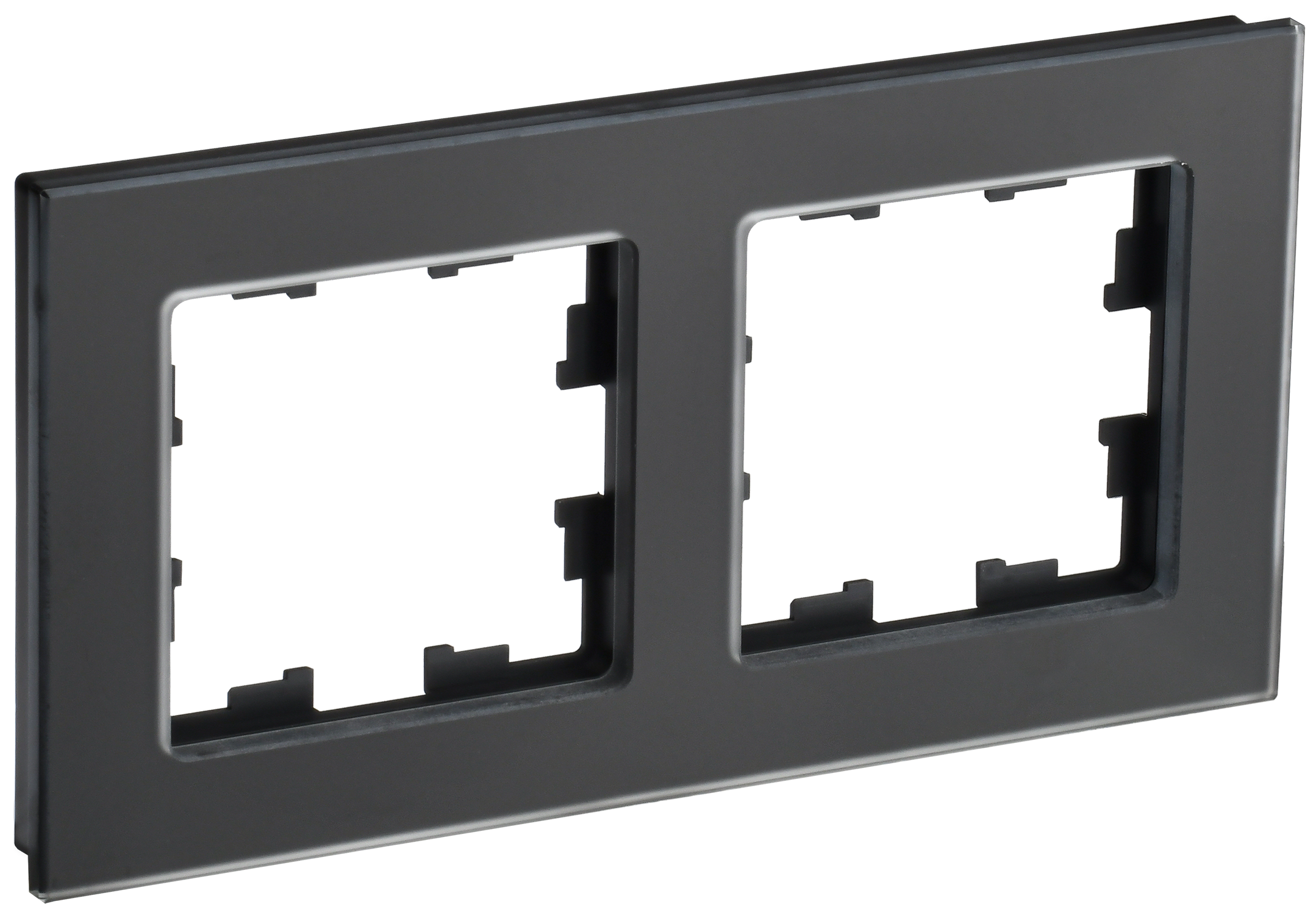 Изображение товара Рамка 2 поста IEK BRITE стекло черное матовое, накладная, IP 20