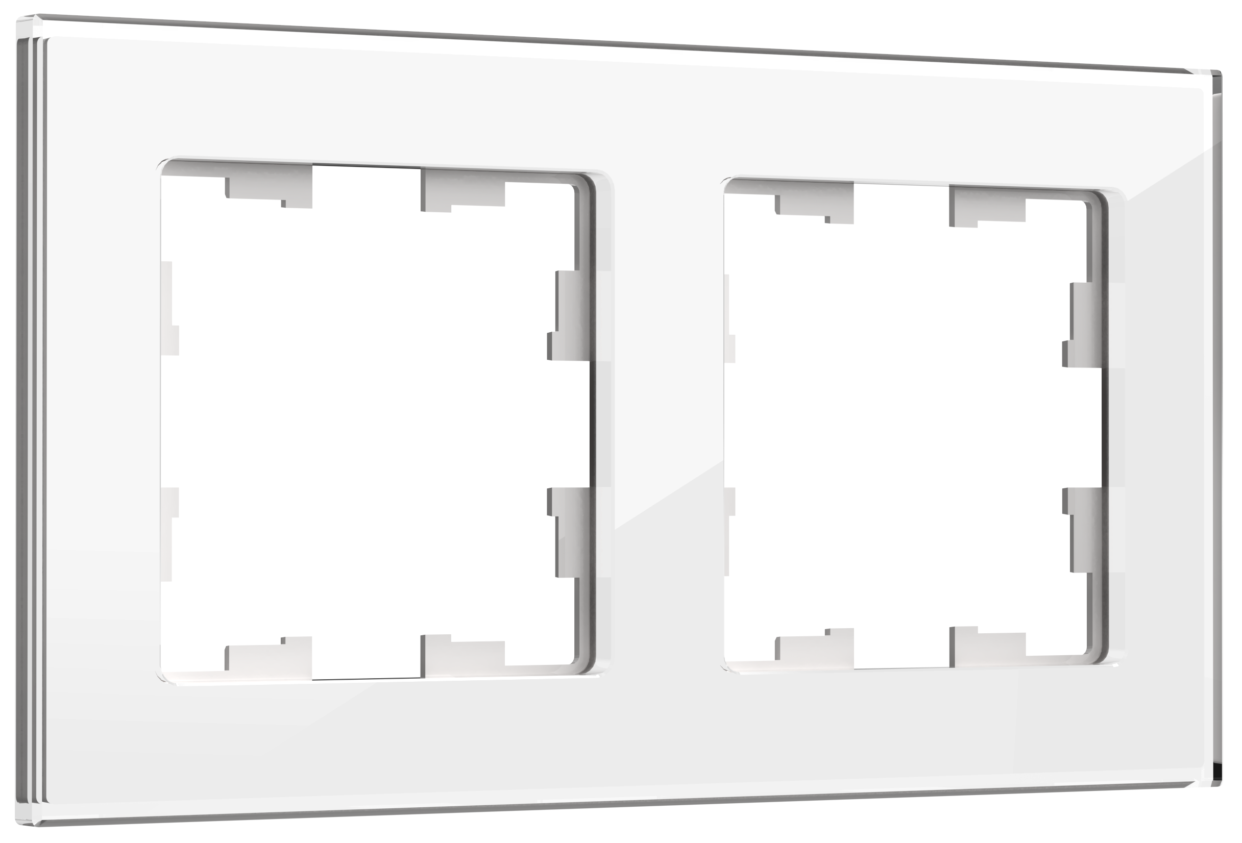 Изображение товара Двухместная рамка IEK Brite 2-местная РУ-2-2-БрБ стекло белая