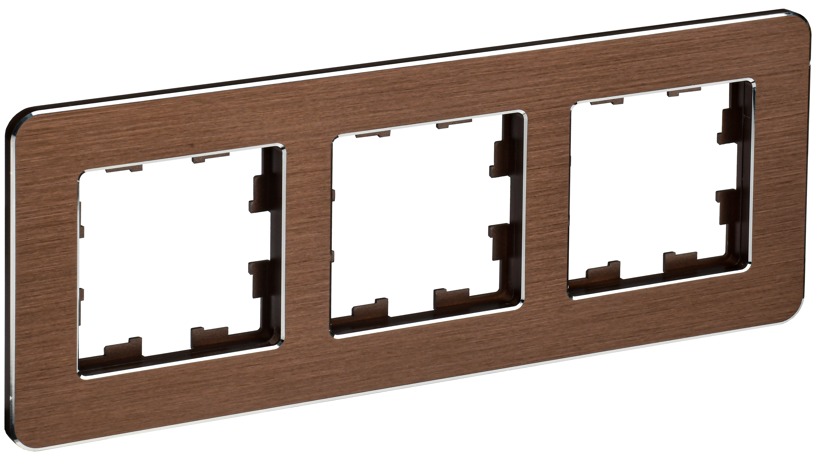 Изображение товара Рамка IEK Brite 3-местная металлическая коричневая для электроприборов