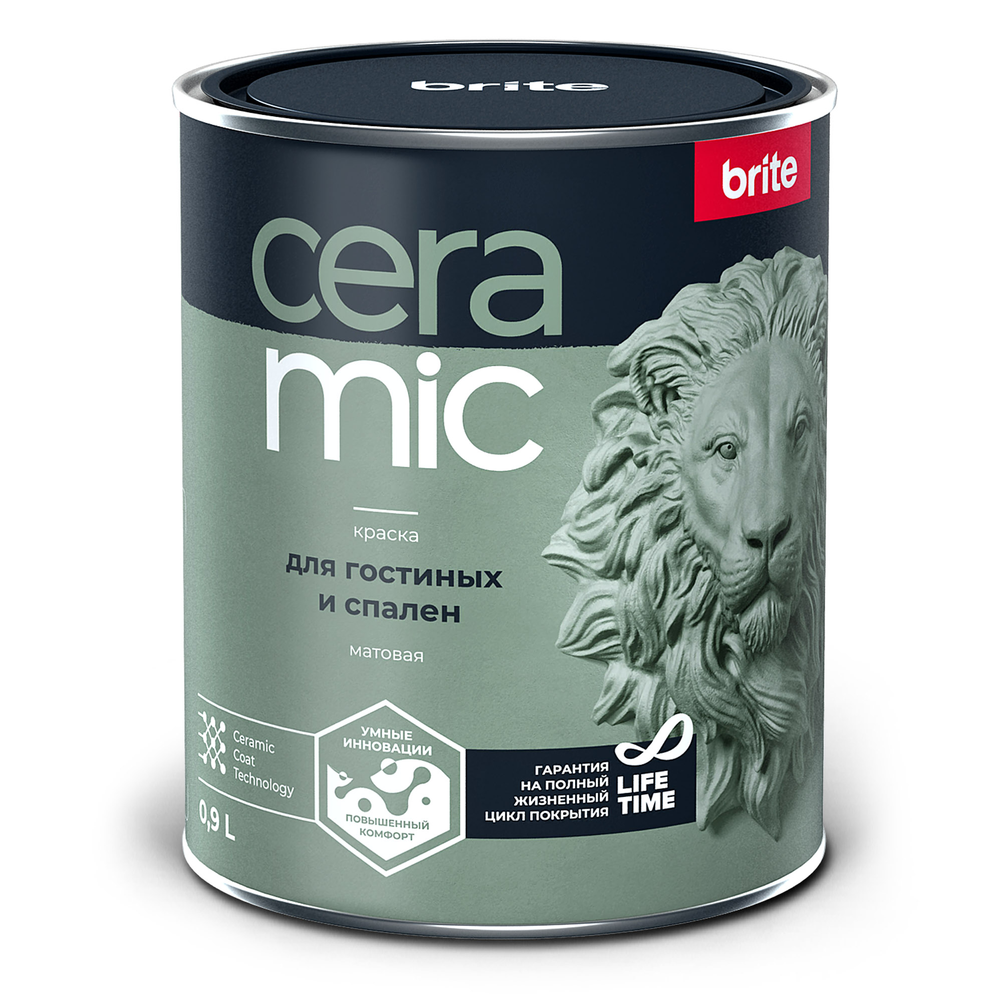 Изображение товара Краска BRITE CERAMIC для гостиных и спален база А 0,9 л интерьерное покрытие