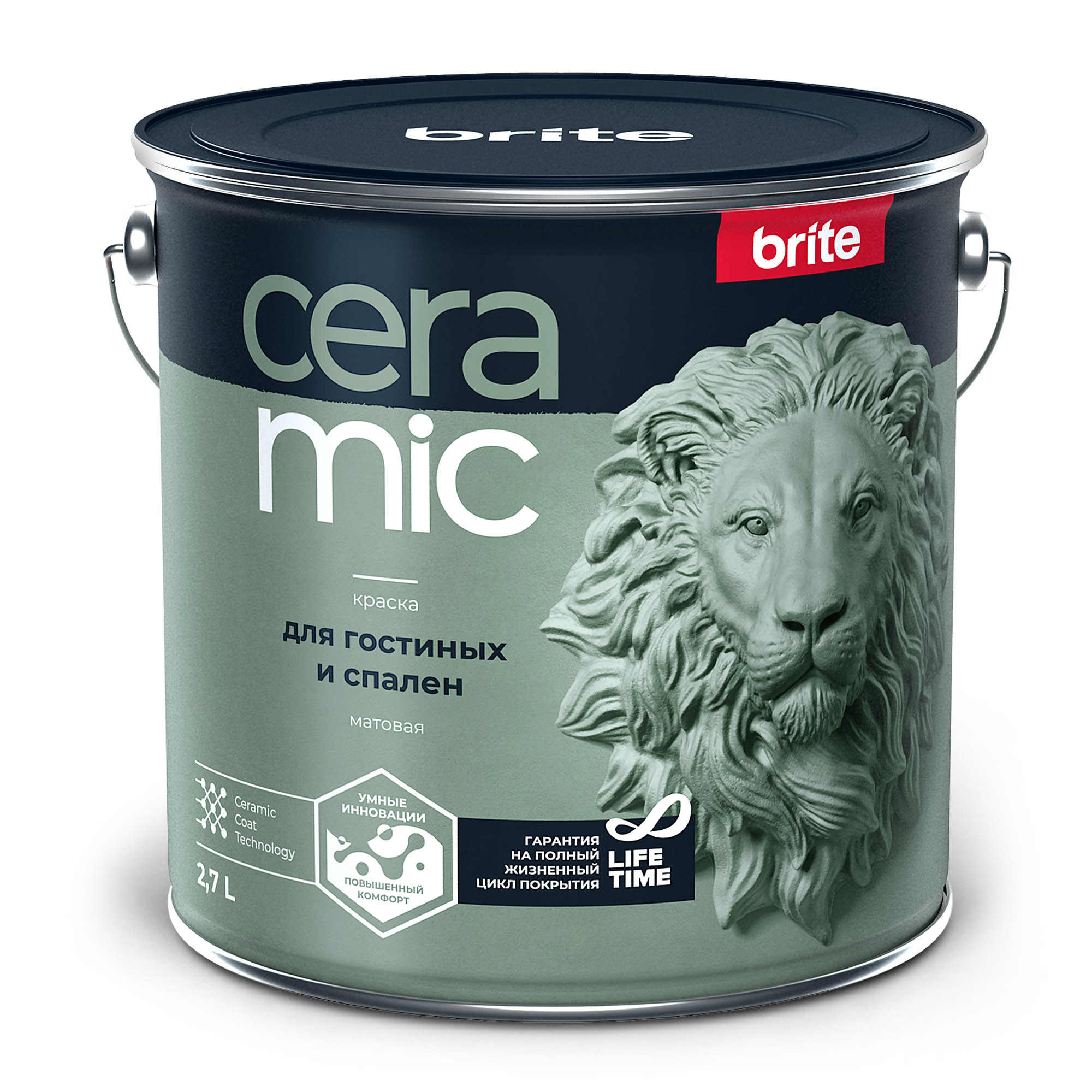 Изображение товара Краска BRITE CERAMIC для гостиных и спален база А, ведро 2,7 л