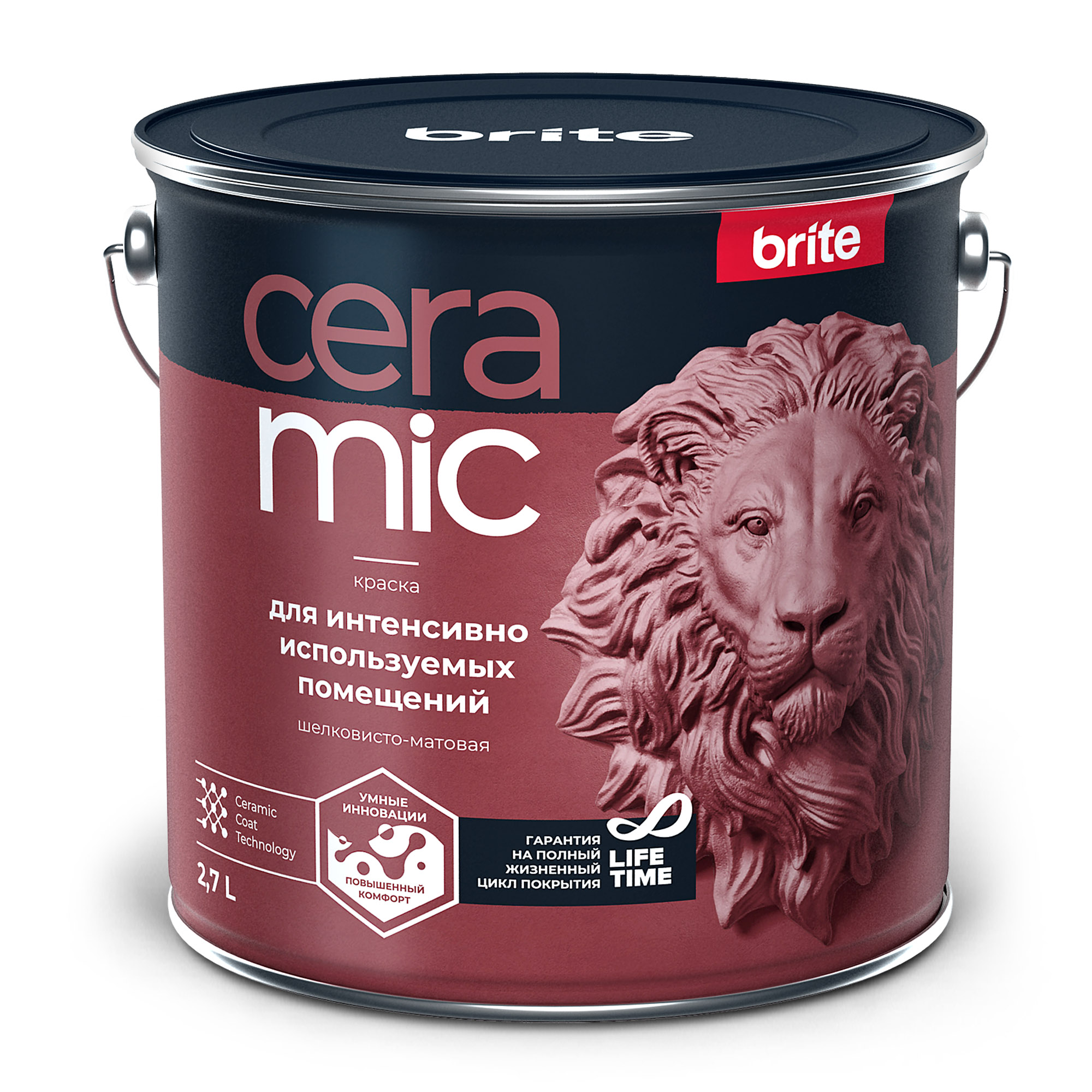 Изображение товара Краска BRITE CERAMIC база А 2,7 л для интенсивных помещений акриловая