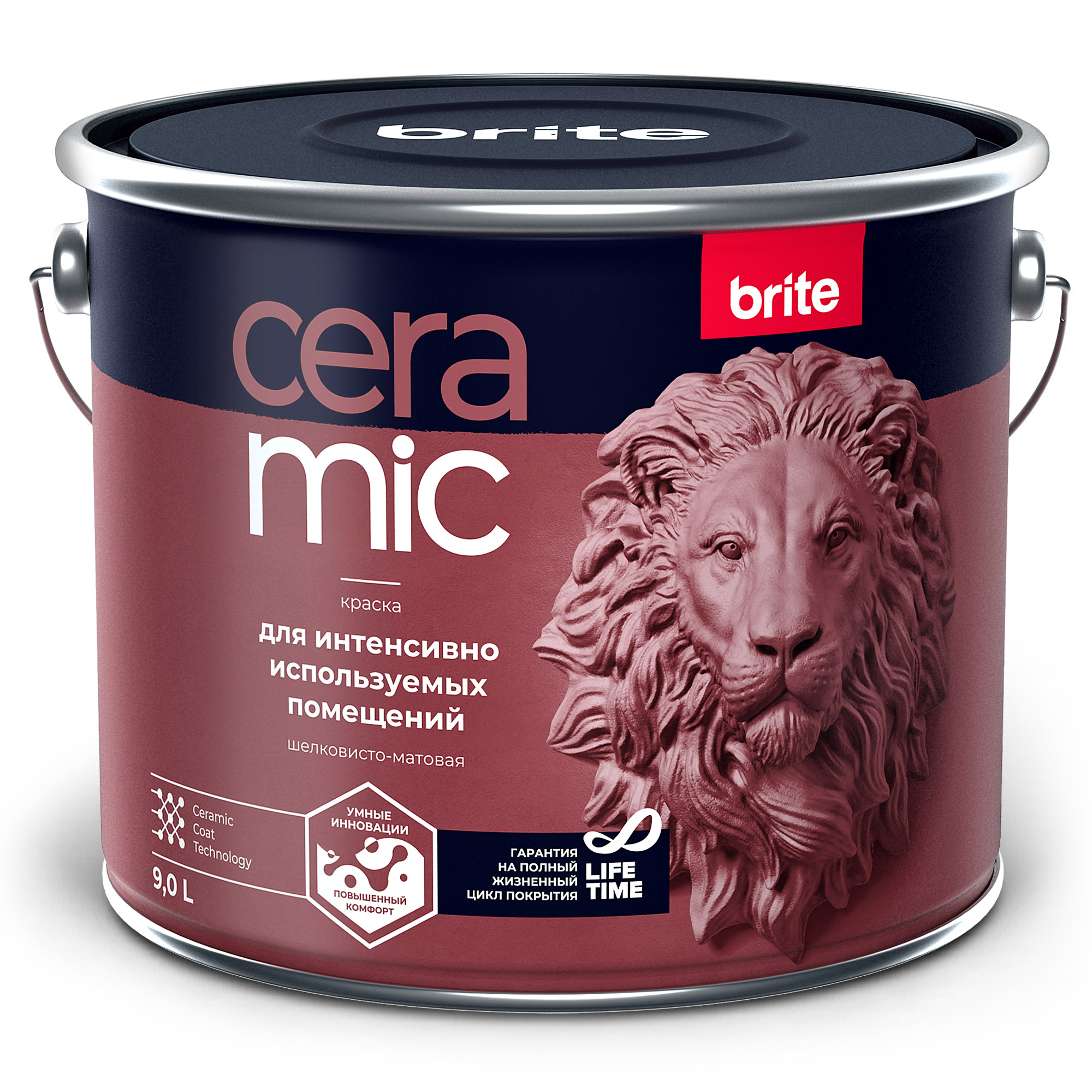 Изображение товара Краска BRITE CERAMIC для интенсивно используемых помещений база А, ведро 9 л