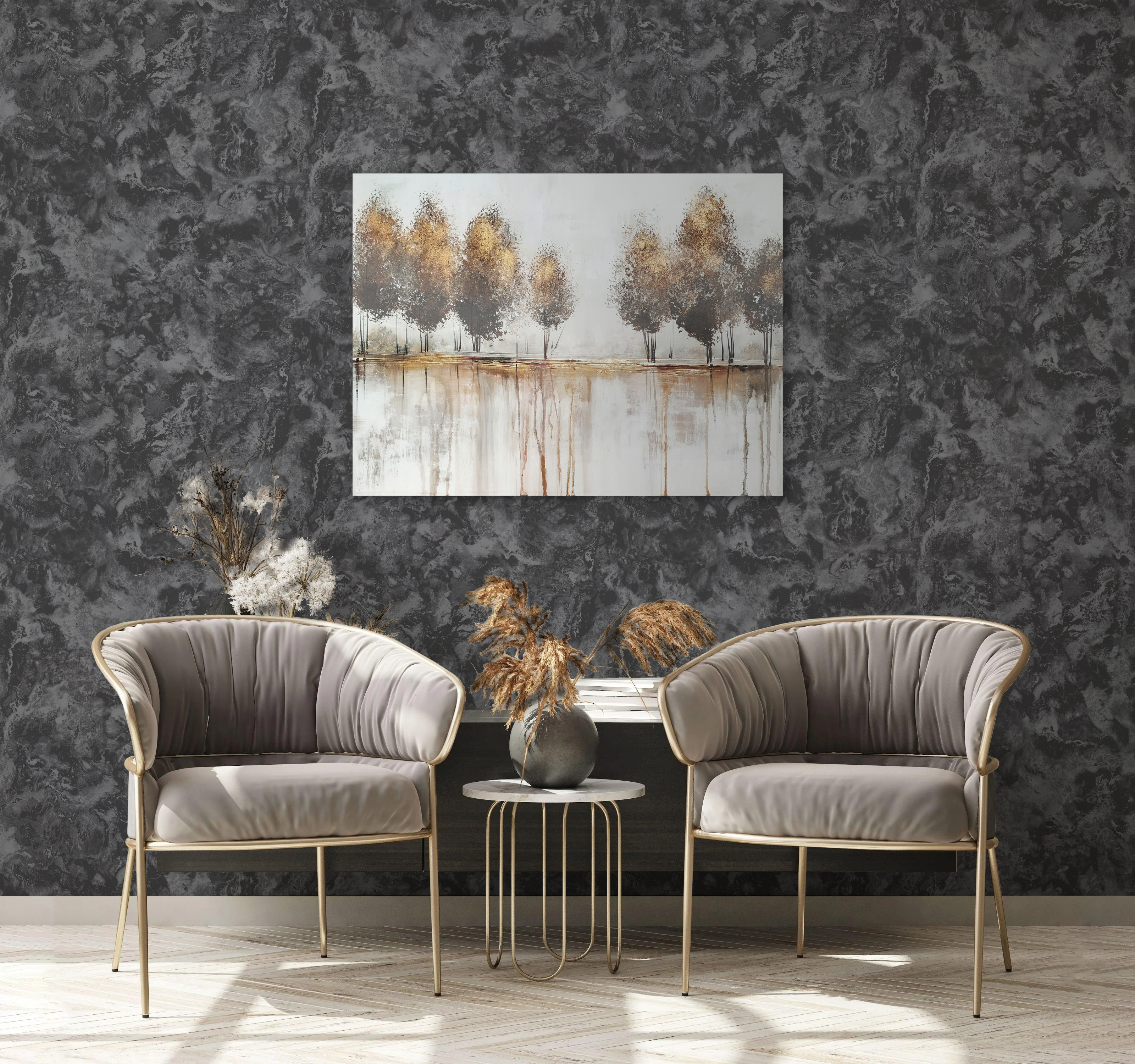 Изображение товара Обои винил горячего тиснения Эфир серо-черный 1,06x10м NA8786-18