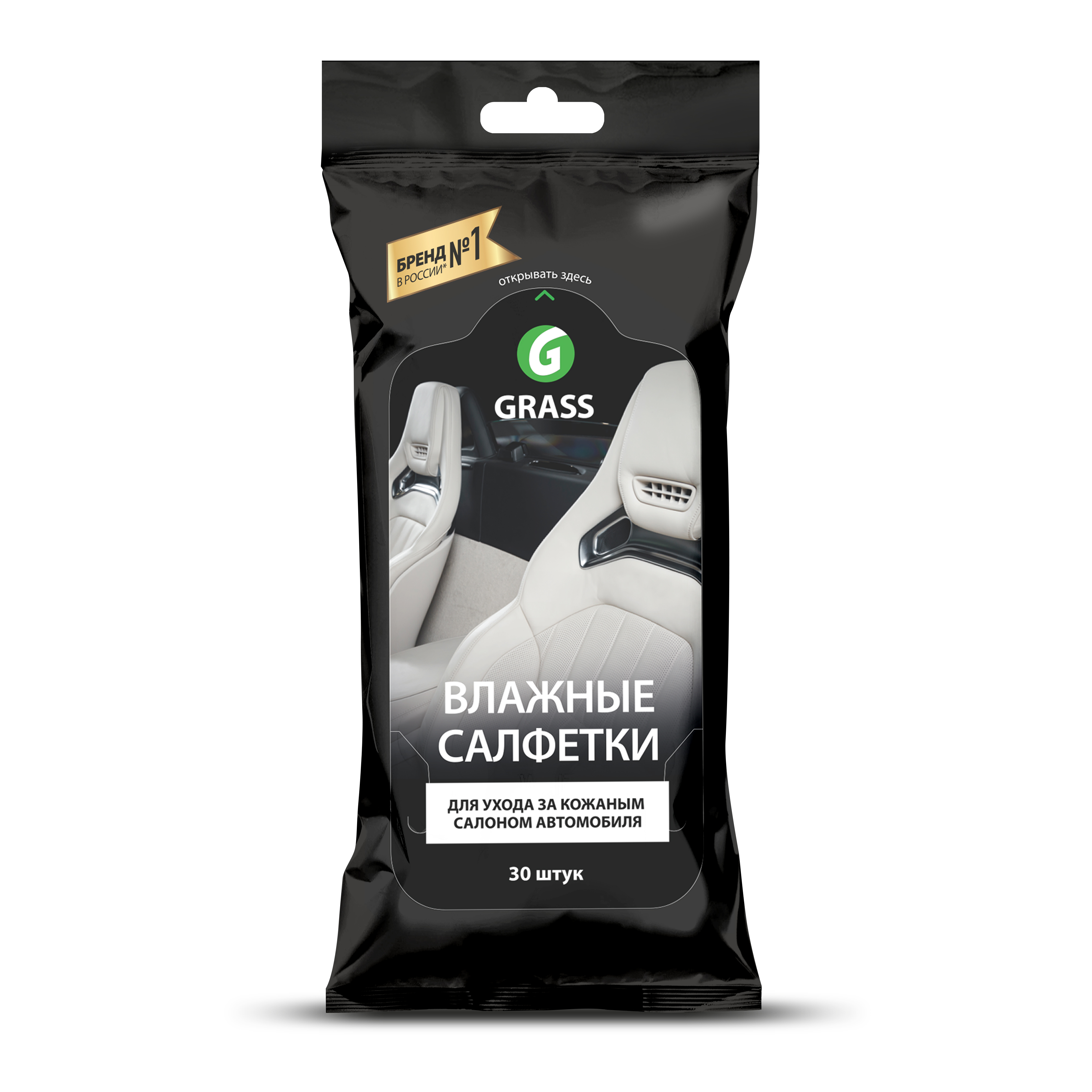 Изображение товара Салфетка влажная для кожаного салона Grass 30 шт