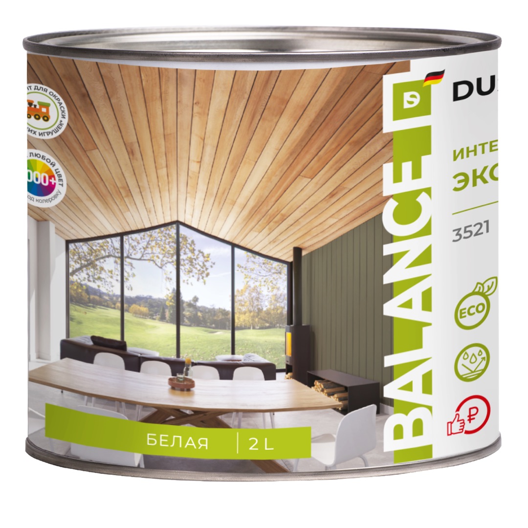 Изображение товара Интерьерная экологическая лазурь BALANCE белая 2л для внутренних работ
