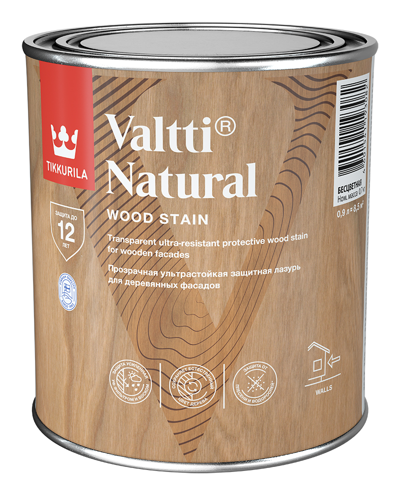 Изображение товара Антисептик Tikkurila Valtti Natural для наружных деревянных конструкций 0.9л