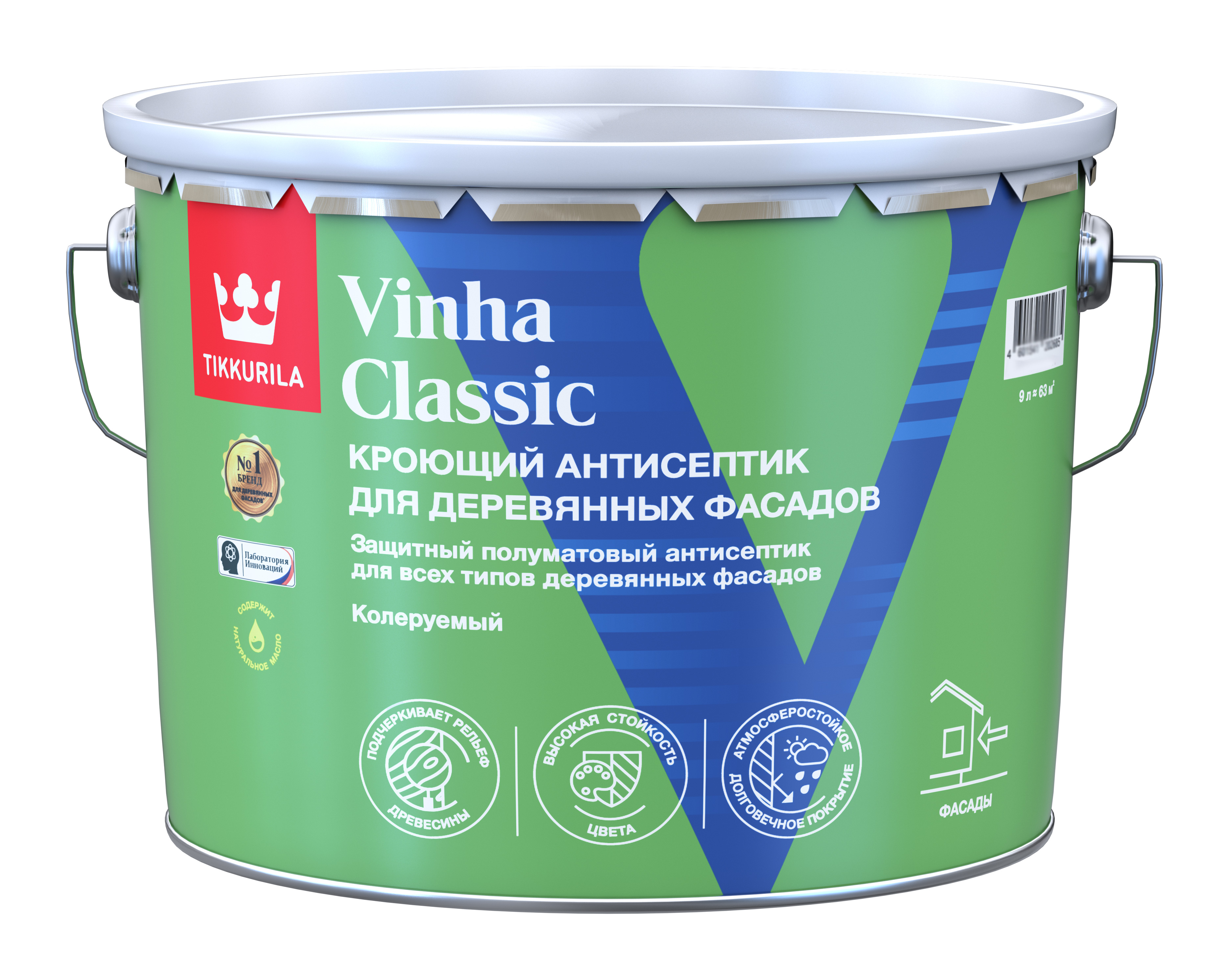 Изображение товара Антисептик Tikkurila Vinha Classic VC SM для наружных деревянных поверхностей 9 л