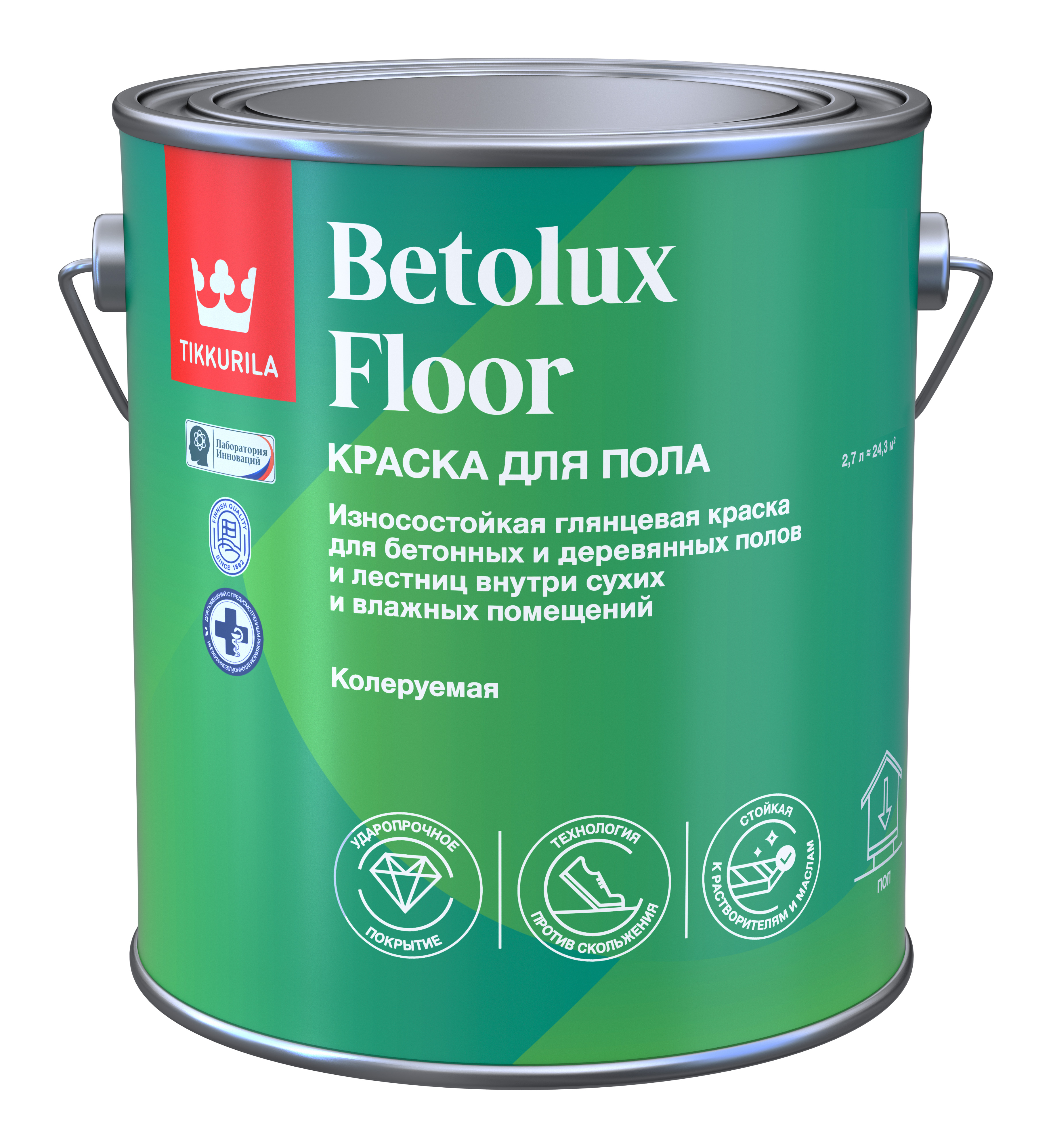 Изображение товара Краска для полов Tikkurila Betolux Floor алкидная белая 2.7л глянцевая