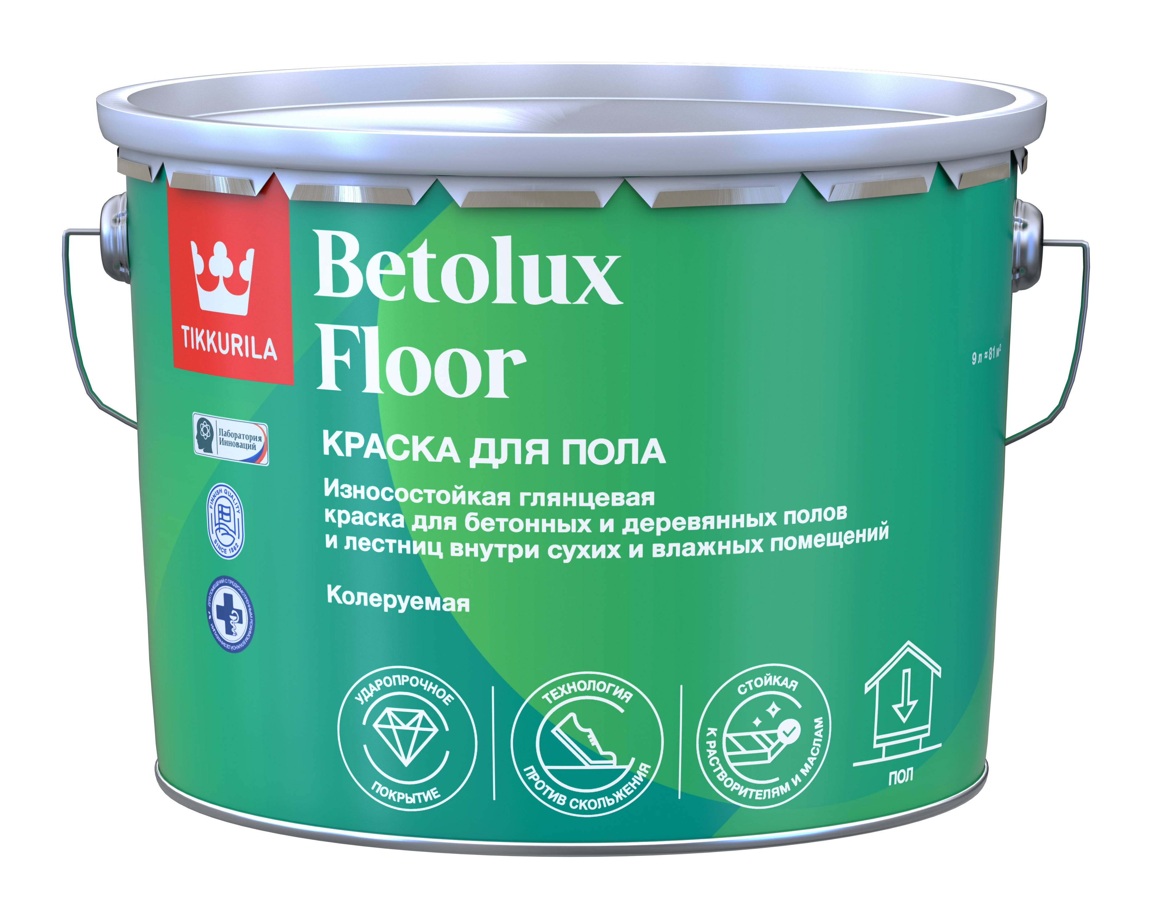 Изображение товара Краска для полов Tikkurila Betolux Floor 9л алкидная глянцевая для внутренних помещений
