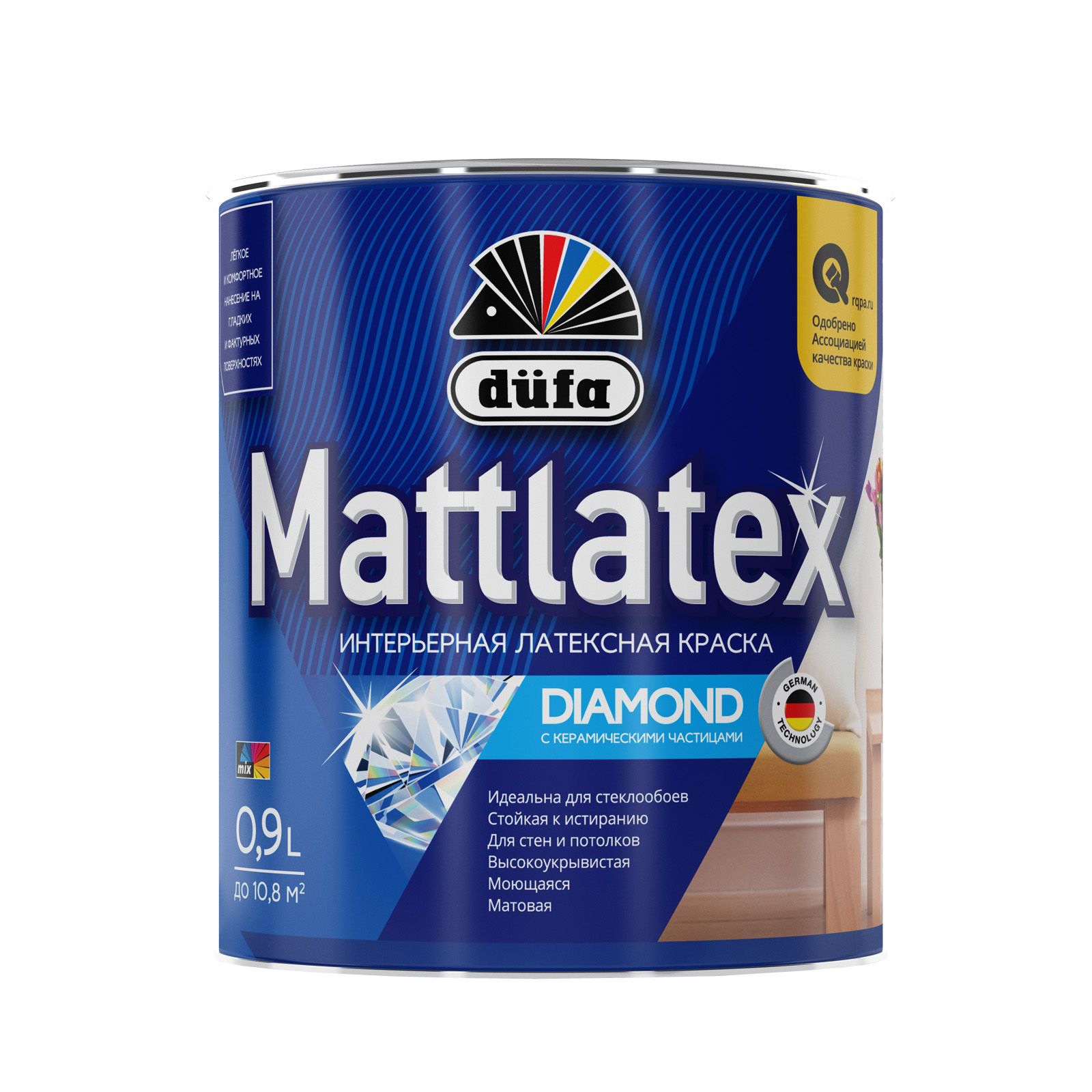 Изображение товара Краска DUFA MATTLATEX RD100 интерьерная лАТЕКСНАЯ база 1 0,9л
