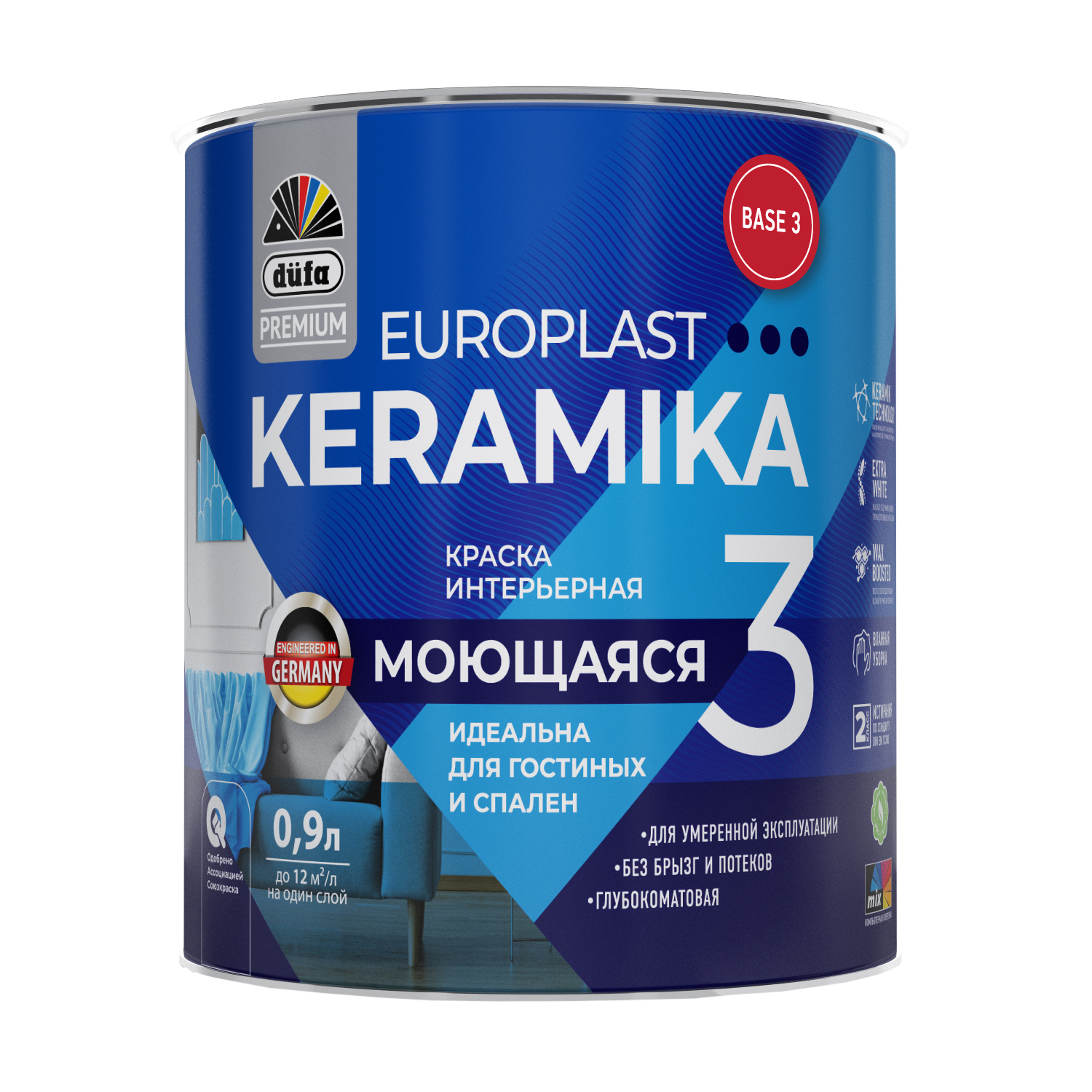 Изображение товара Интерьерная моющаяся краска DUFA PREMIUM EUROPLAST KERAMIKA 3 0.9л