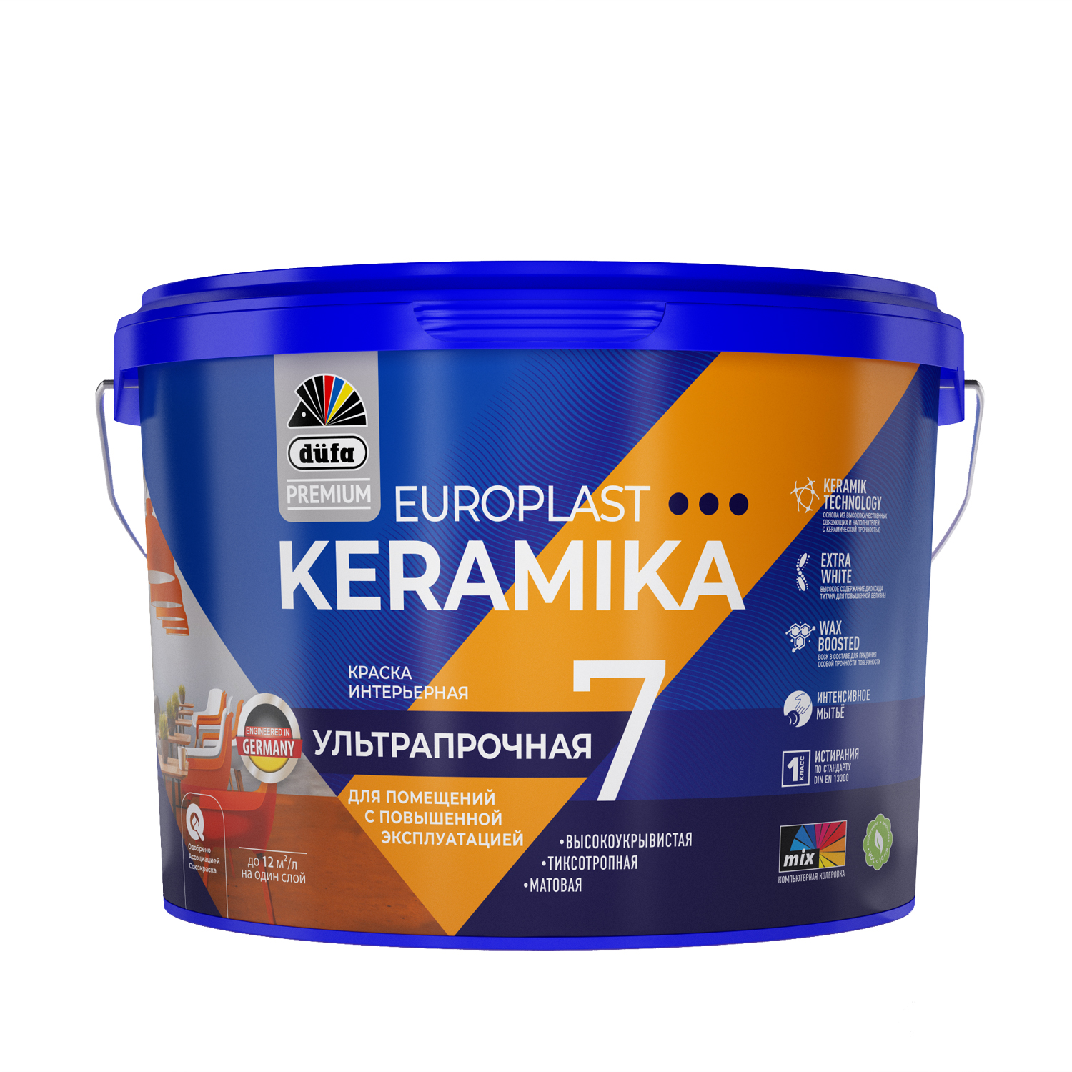 Изображение товара Краска DUFA PREMIUM EUROPLAST KERAMIKA 7  интерьерная ультрапрочная база 1 9л