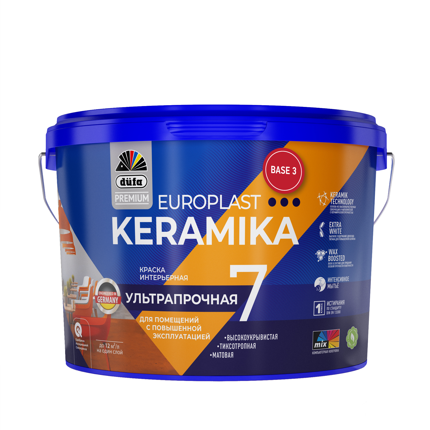Изображение товара Интерьерная ультрапрочная краска DUFA PREMIUM EUROPLAST KERAMIKA 7 9л