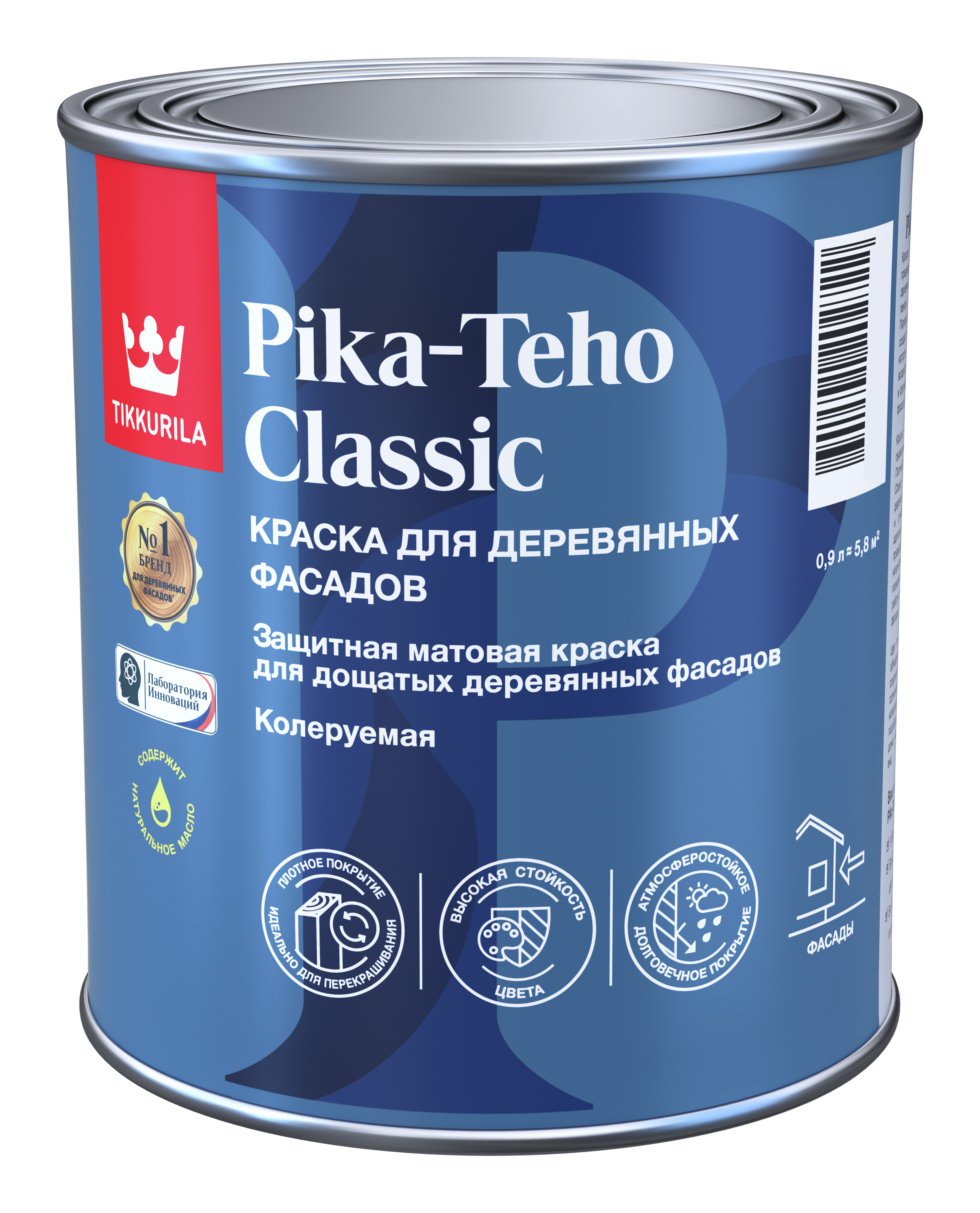 Изображение товара Краска для деревянных фасадов Tikkurila Pika-Teho Classic 0,9 л, водная, матовая