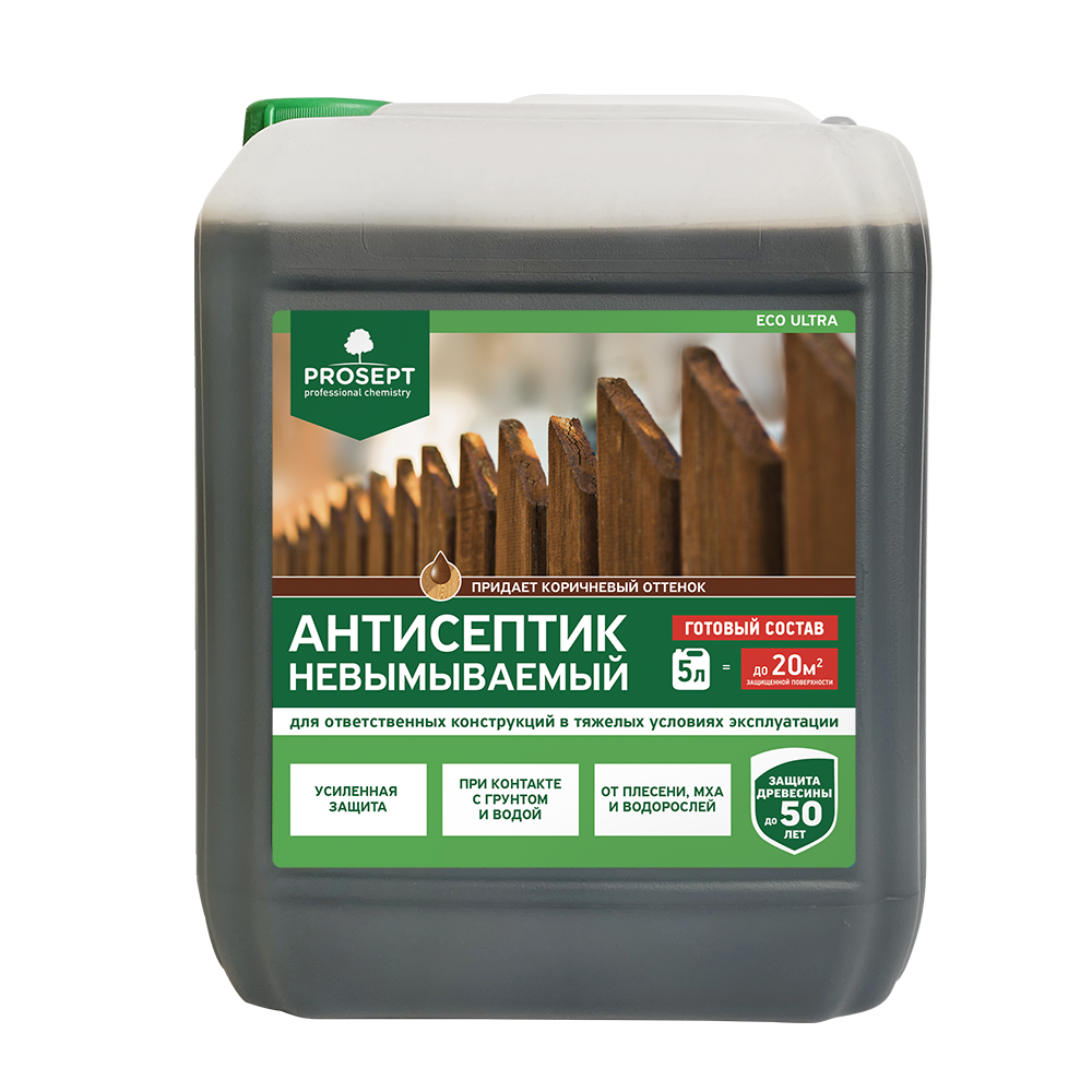 Изображение товара Антисептик PROSEPT ECO ULTRA для древесины 5л невымываемый коричневый