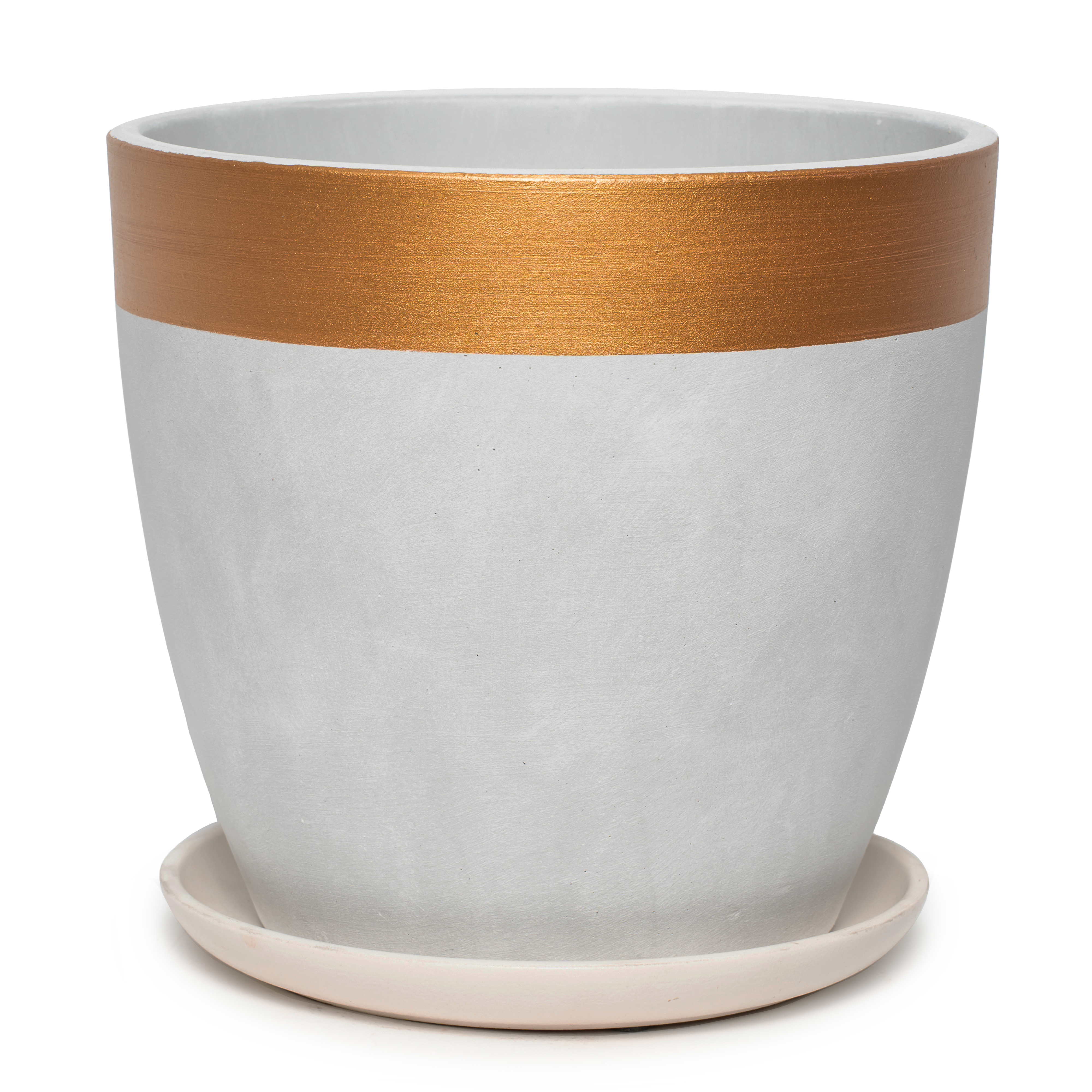 Изображение товара Горшок с поддоном Замша белый золото бутон №7 30см 13л