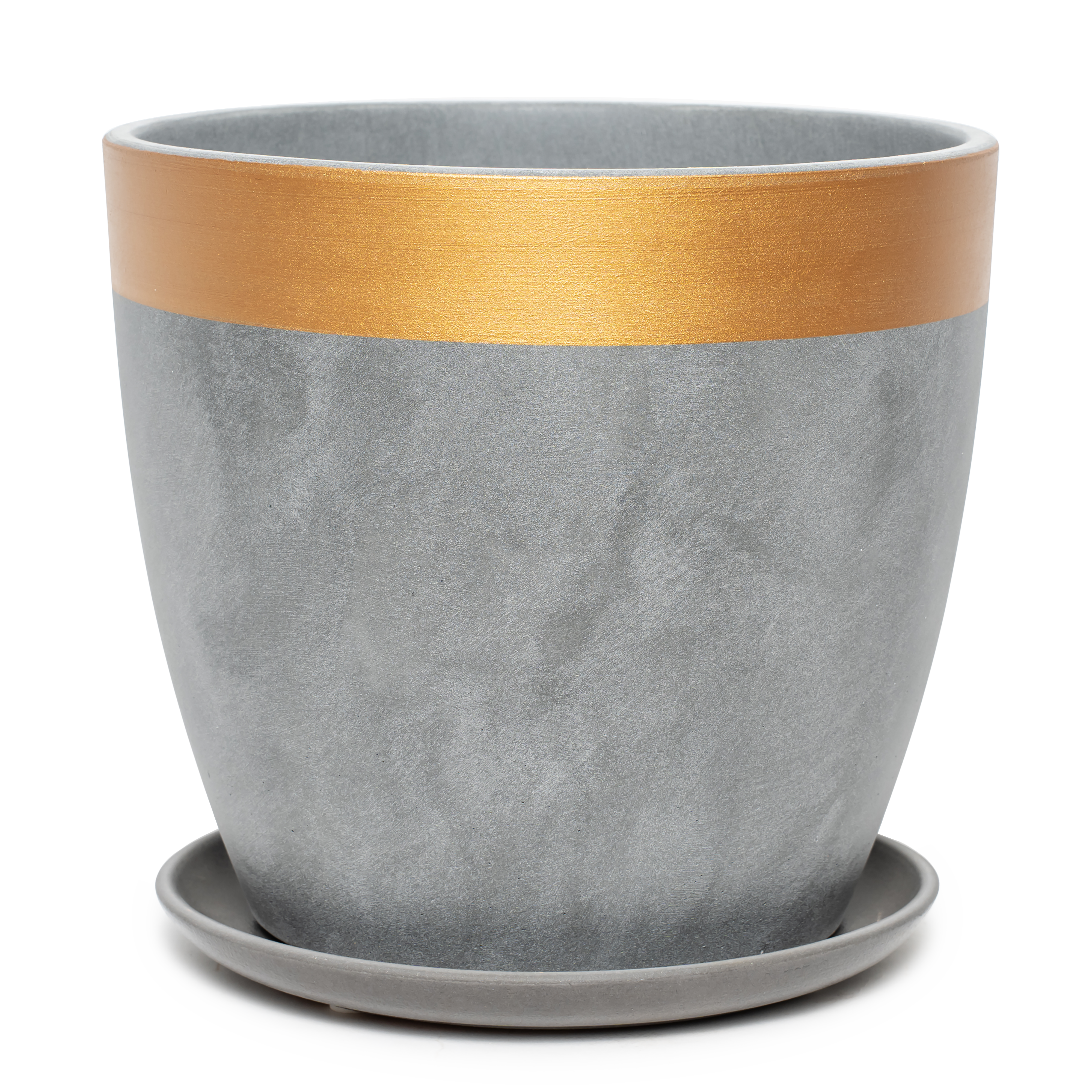 Изображение товара Горшок с поддоном Замша серый золото бутон №7, d- 30см., 13л.