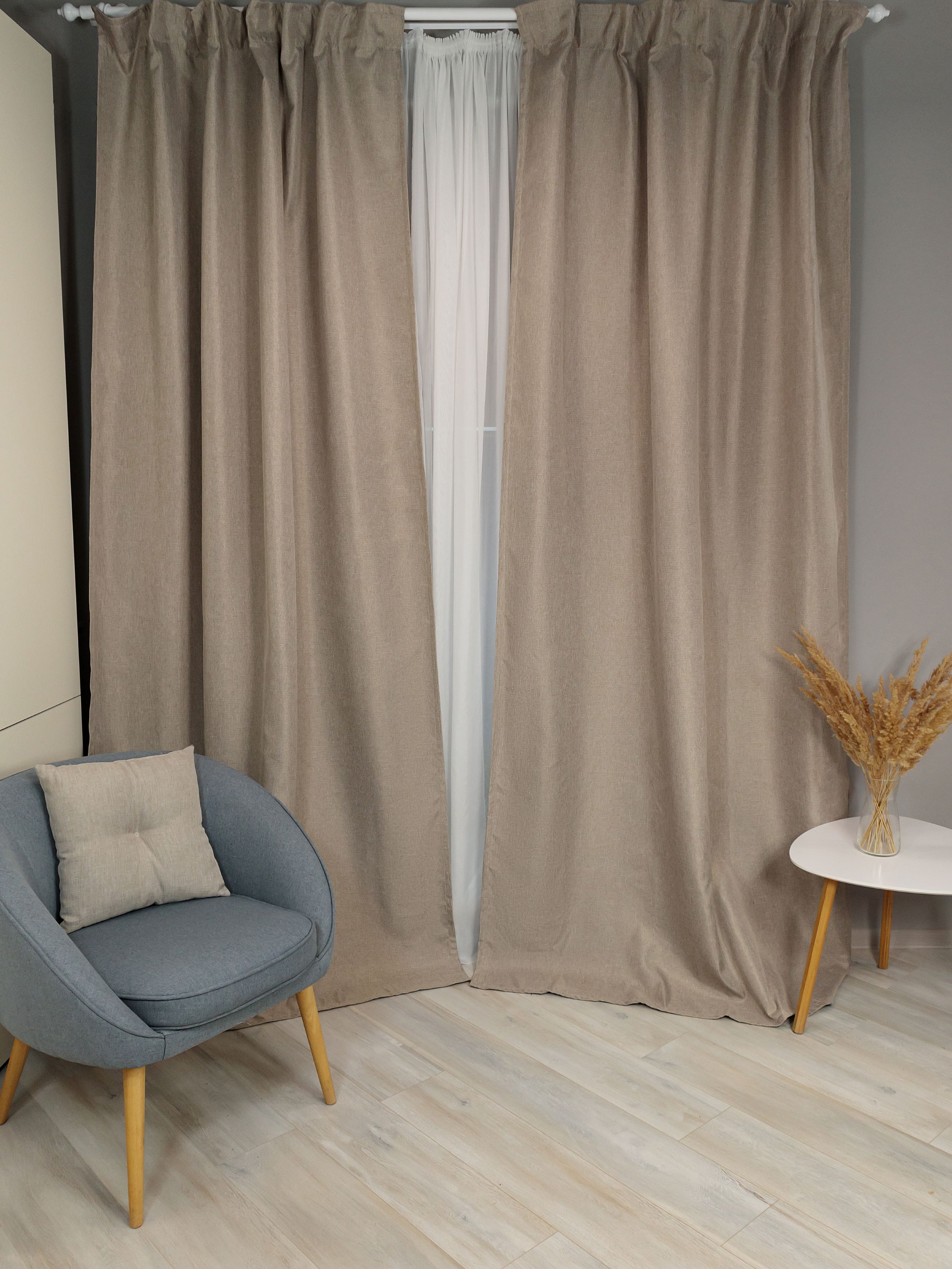 Изображение товара Комплект штор блэк-аут Linen Way бежевый 145х270 портьерные шторы для жилых комнат