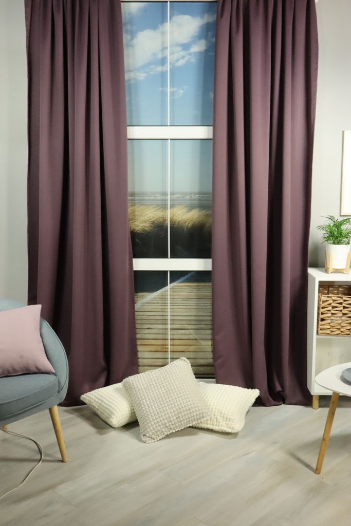 Изображение товара Комплект штор блэк-аут Linen Way лиловый 150x270 черные светонепроницаемые