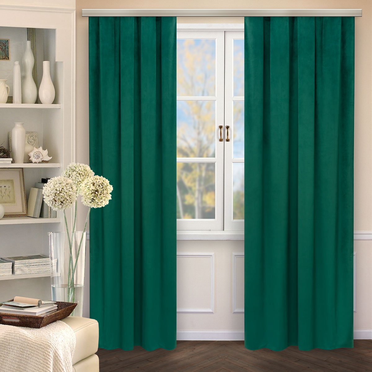 Изображение товара Комплект штор из бархата Linen Way изумруд 145х270 для жилых помещений