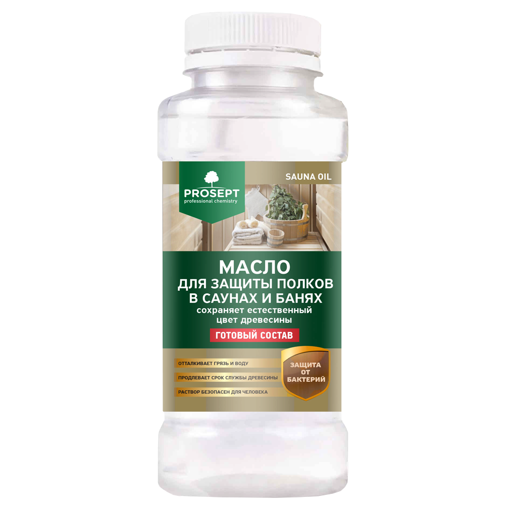 Изображение товара Масло prosept sauna oil для защиты полков в саунах и банях 0.25л