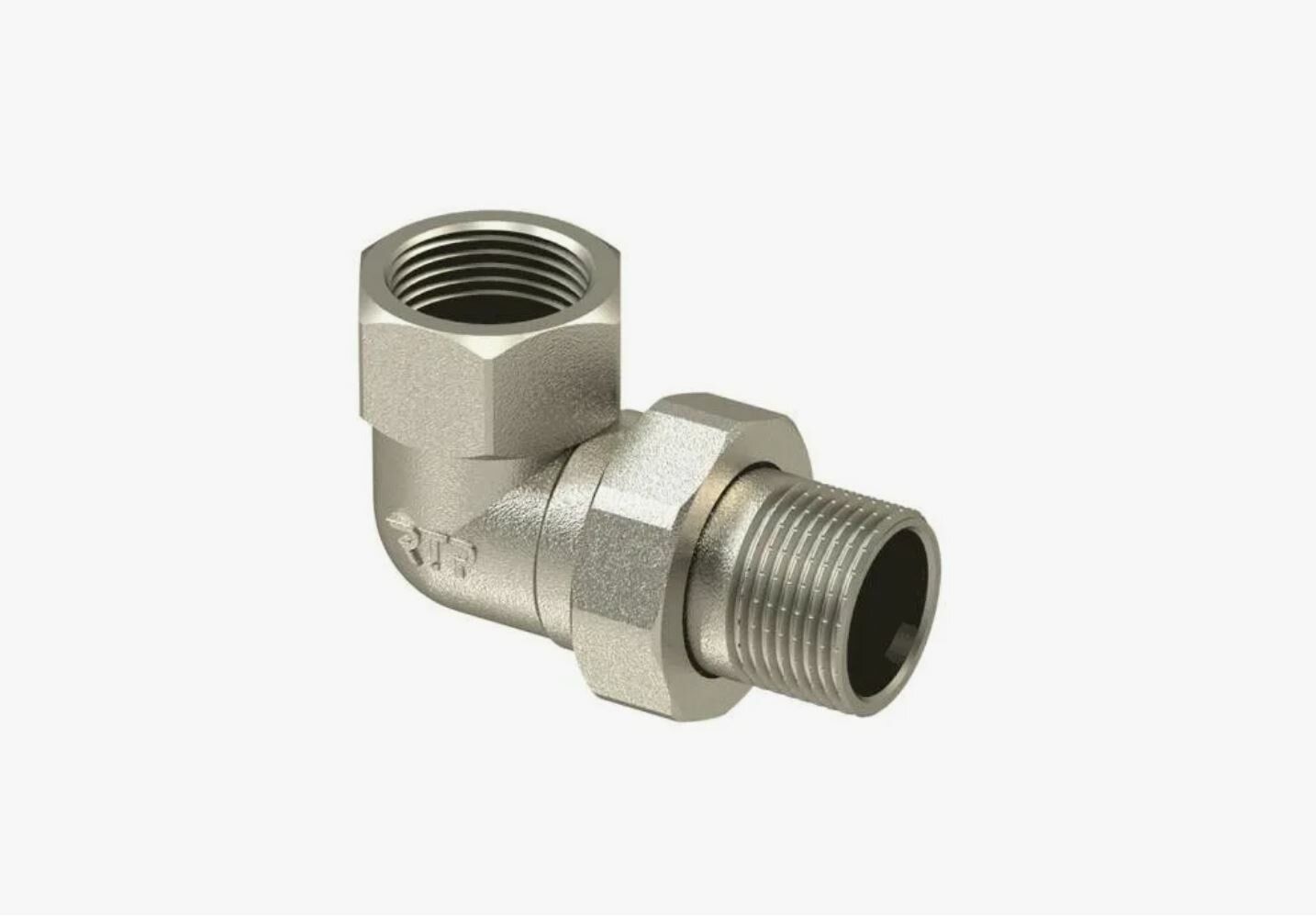 Изображение товара Американка угловая латунь 1/2" никель RTP для систем отопления и водоснабжения