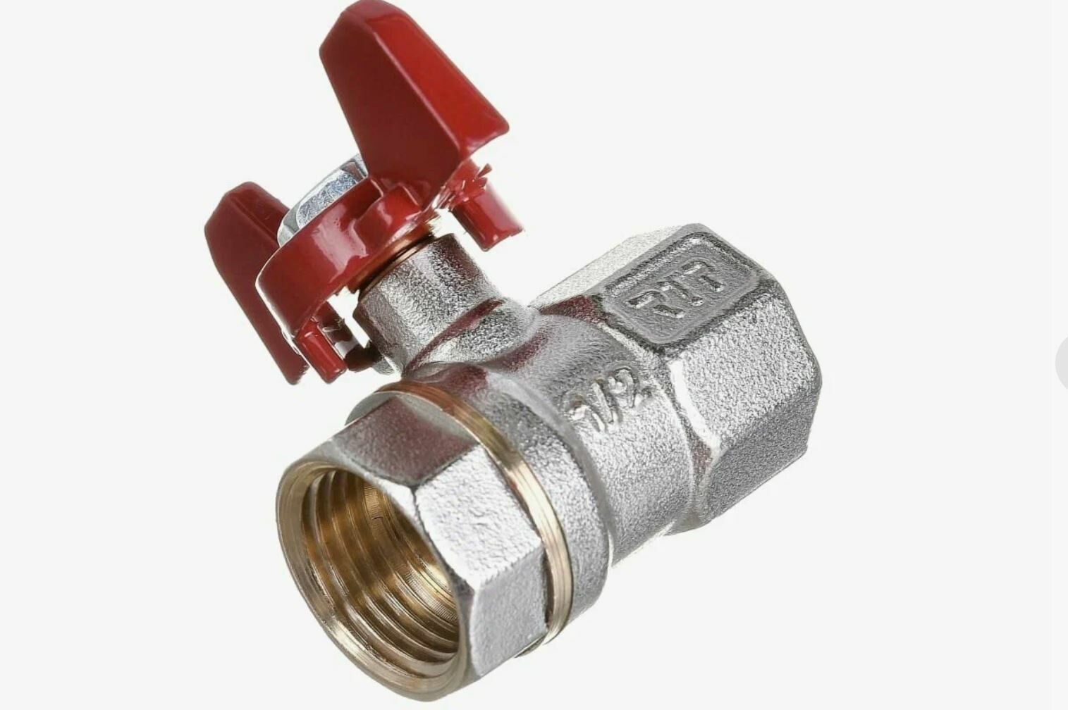 Изображение товара Кран шаровой латунный с ручкой бабочкой 1/2"PN25 никель RTP