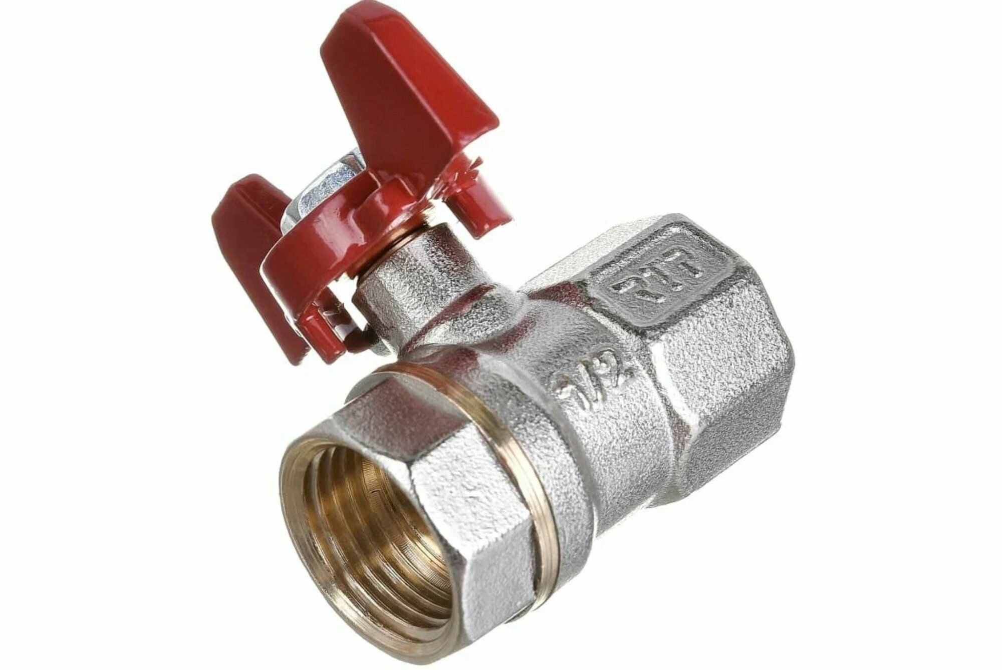 Изображение товара Кран шаровой латунный с бабочкой 3/4 PN40 никель RTP