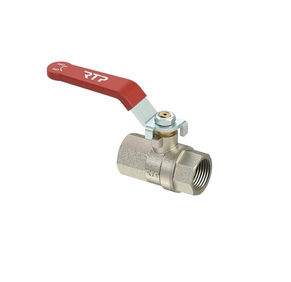 Изображение товара Кран шаровой латунный 1"PN25 никель RTP с ручкой рычагом