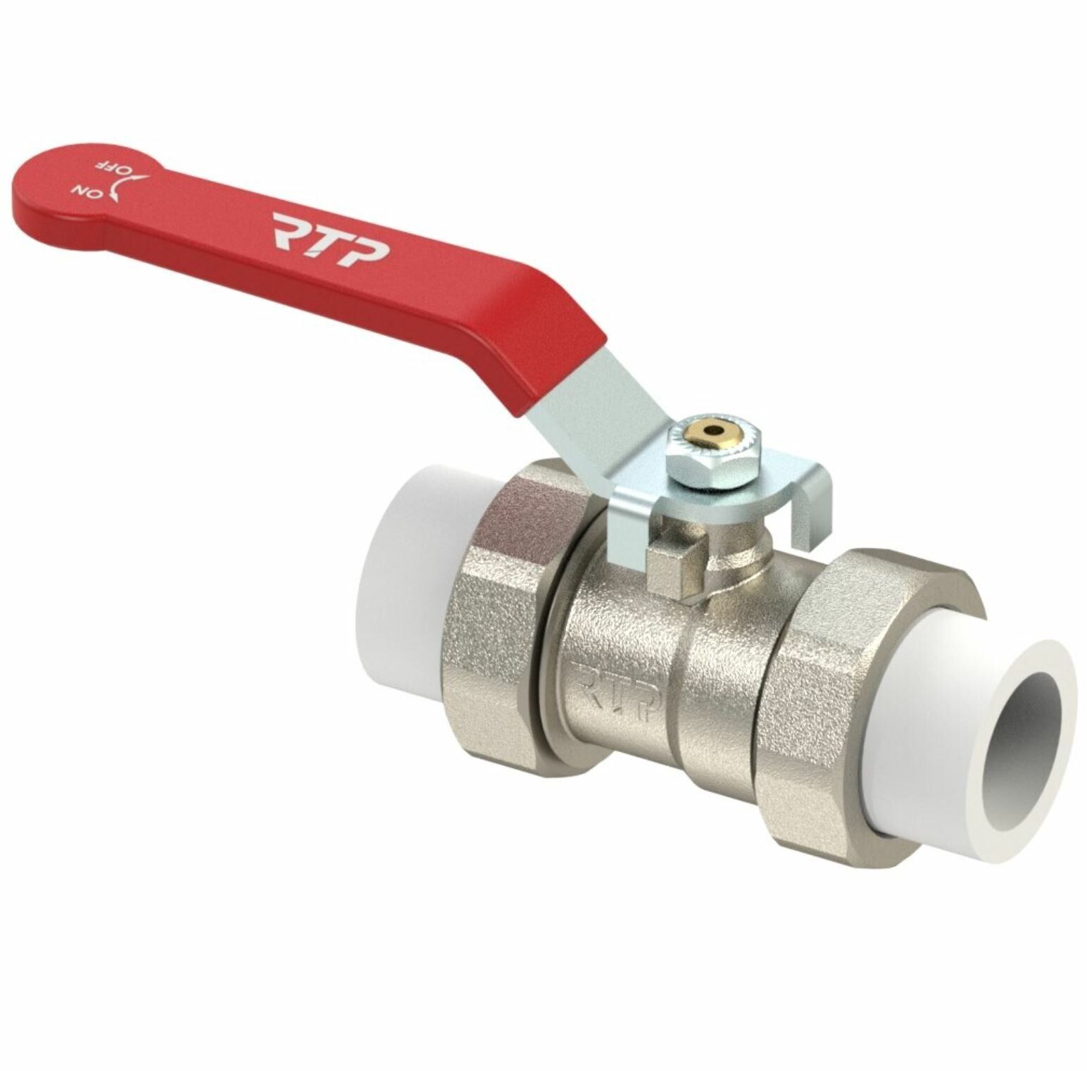 Изображение товара Кран шаровой латунный с переходами PPR 20 никель RTP