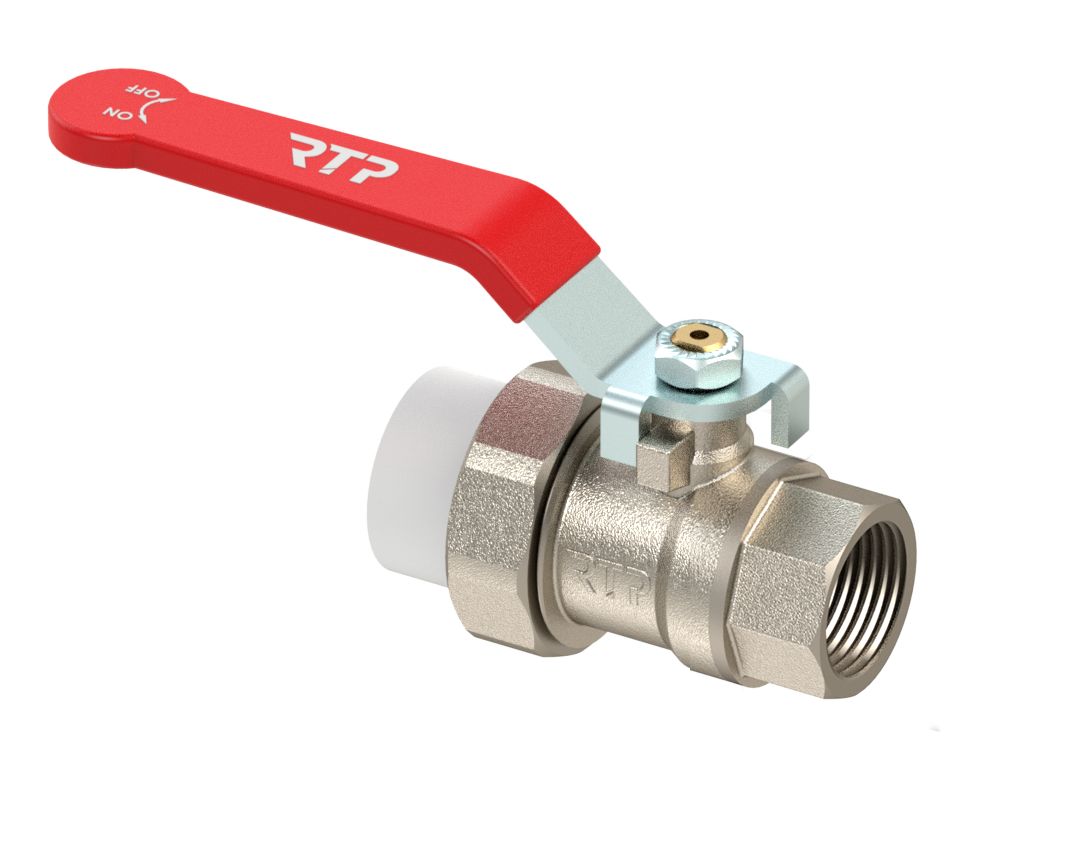 Изображение товара Кран шаровой латунный с переходом на трубу PPR 20х1/2" никель RTP