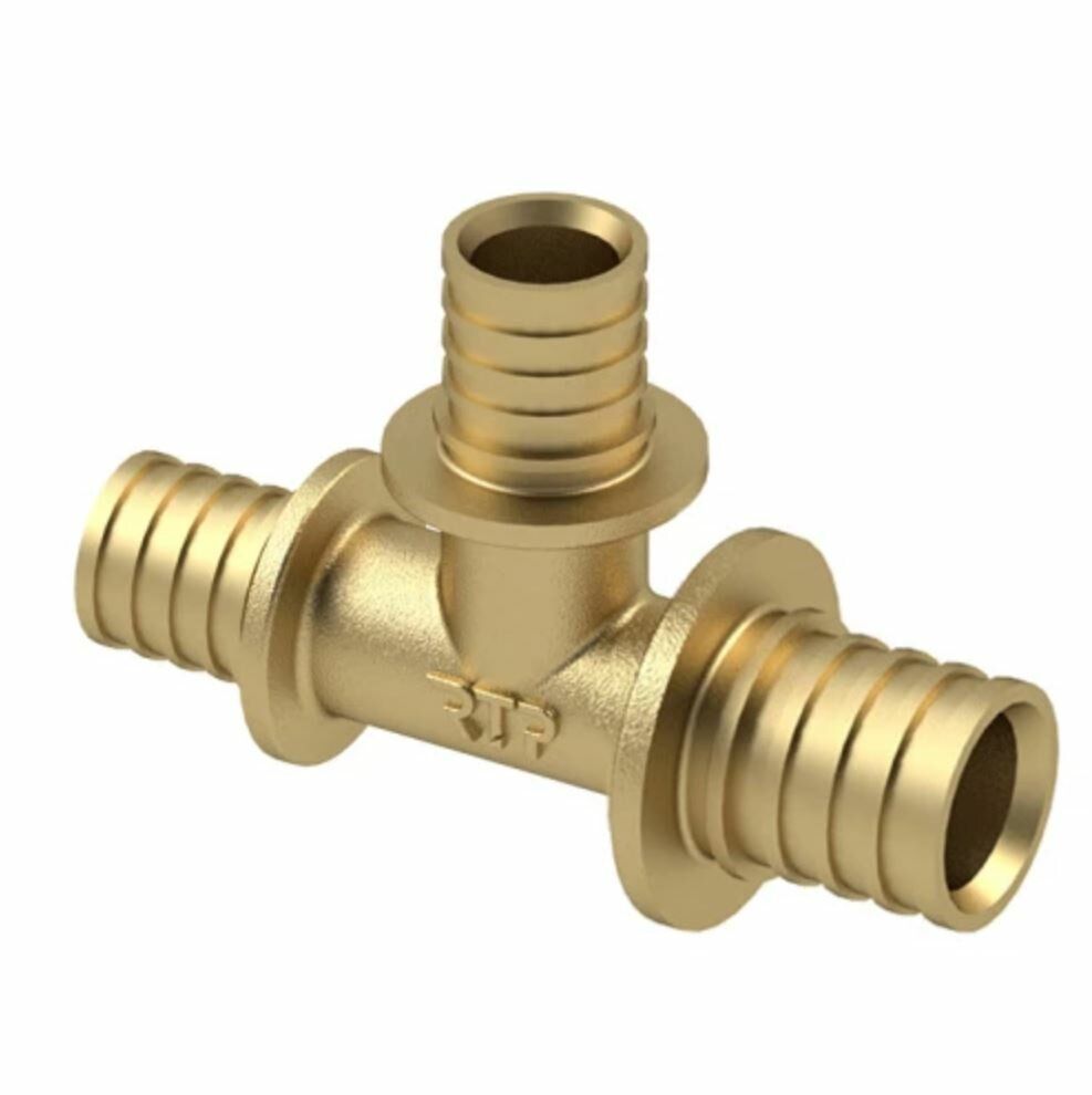Изображение товара Тройник переходной аксиальный латунь 20х16х16 желтый RTP 34816 для водопровода