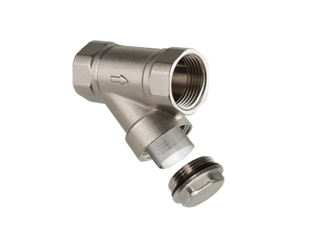 Изображение товара Фильтр RTP латунь с внутренней резьбой 1/2 дюйма х 45 градусов никелированный