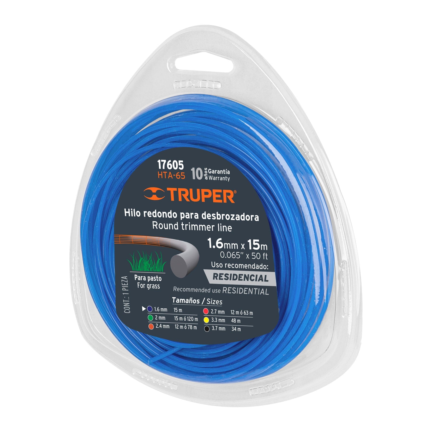 Изображение товара Леска для триммера Truper Круг 1,6 мм 15 м 17605