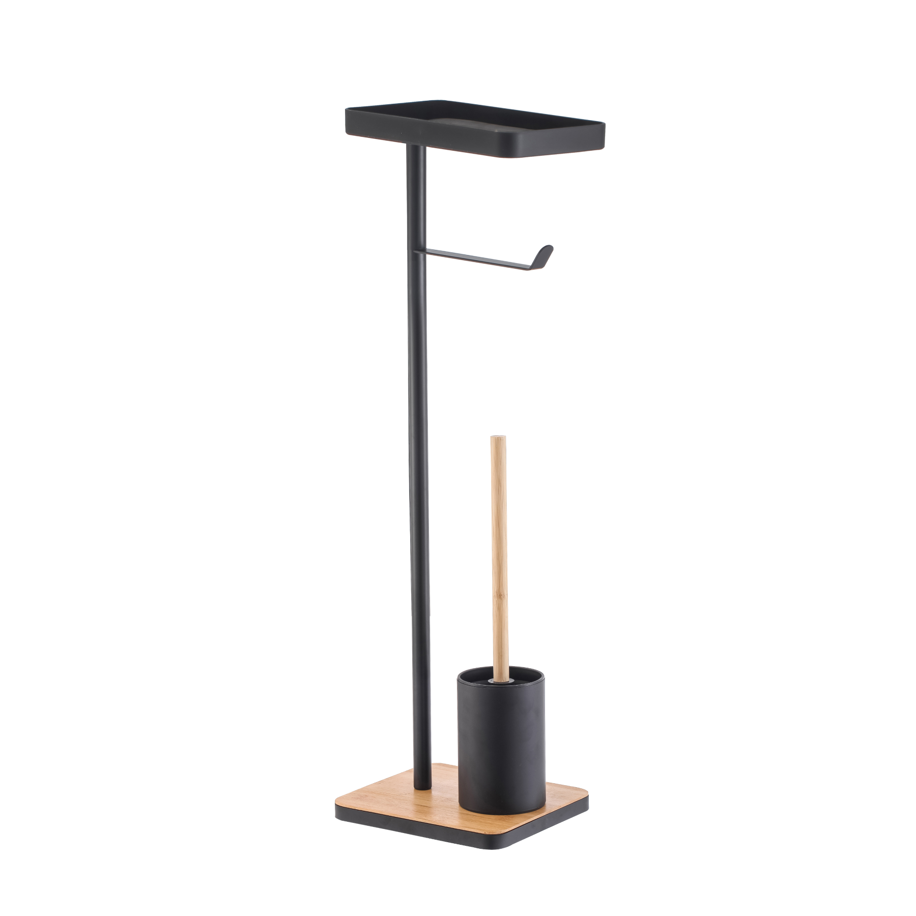 Изображение товара Стойка для ванной комнаты FORA BAMBOO STYLE с держателем и полкой, черный/бамбук