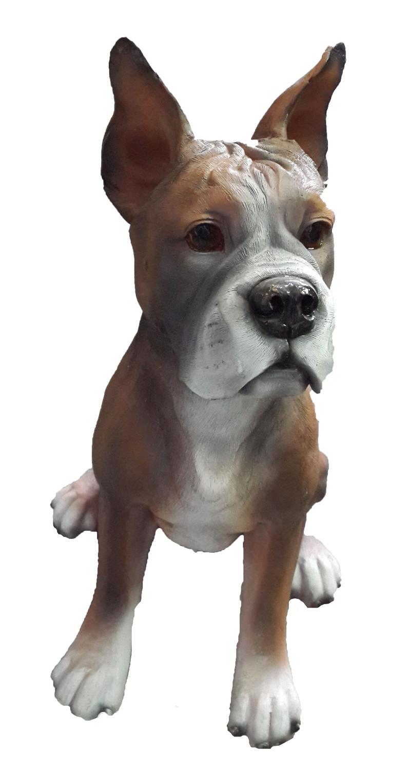 Изображение товара Декоративная статуэтка собаки боксер из полистоуна 39 см