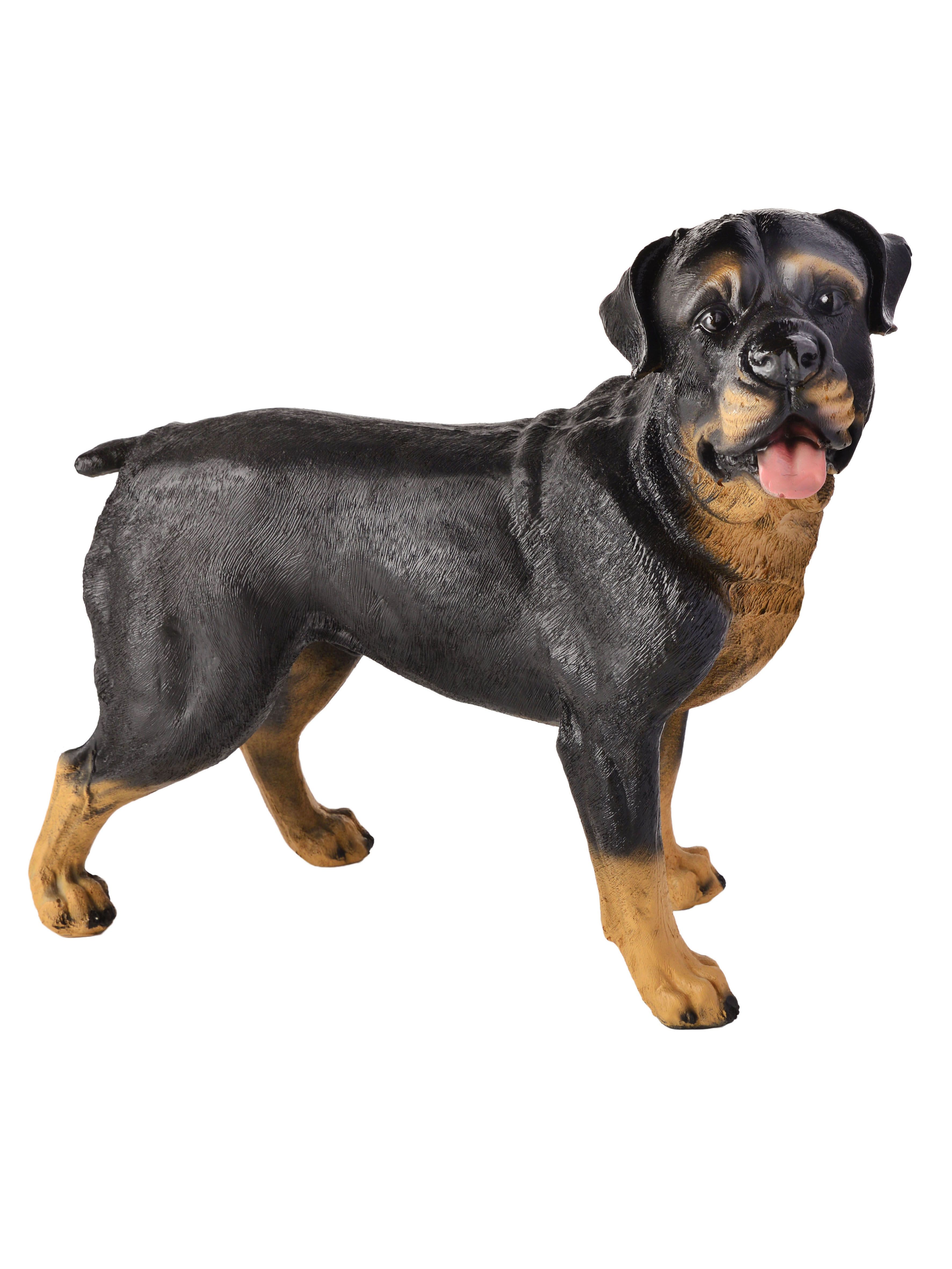 Изображение товара Декоративная статуэтка собаки ротвейлер из полистоуна, большая 37 см